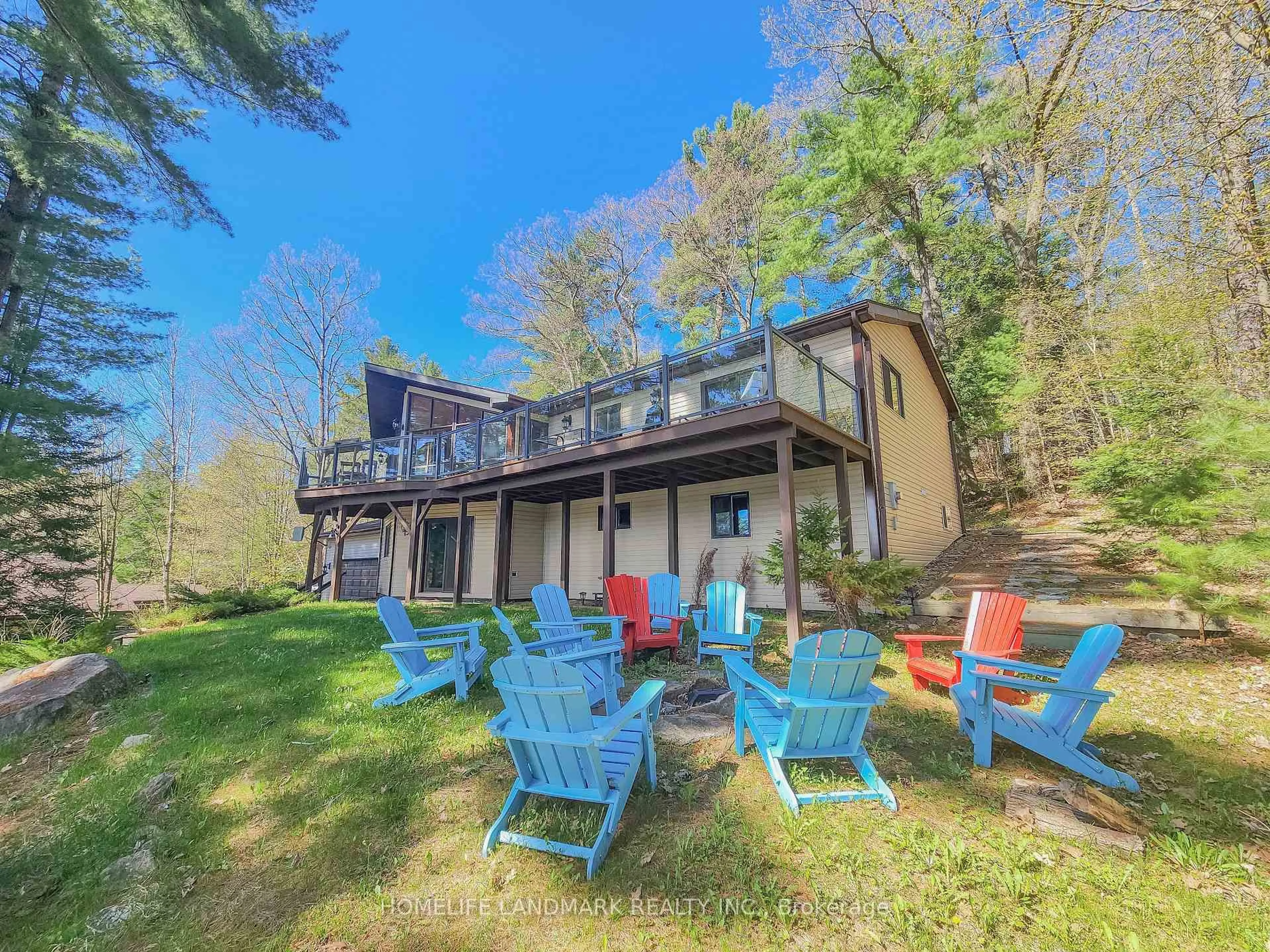 A pic from outside/outdoor area/front of a property/back of a property/a pic from drone, water/lake/river/ocean view for 1245 Mortimers Point Rd, Muskoka Lakes Ontario P0B 1J0