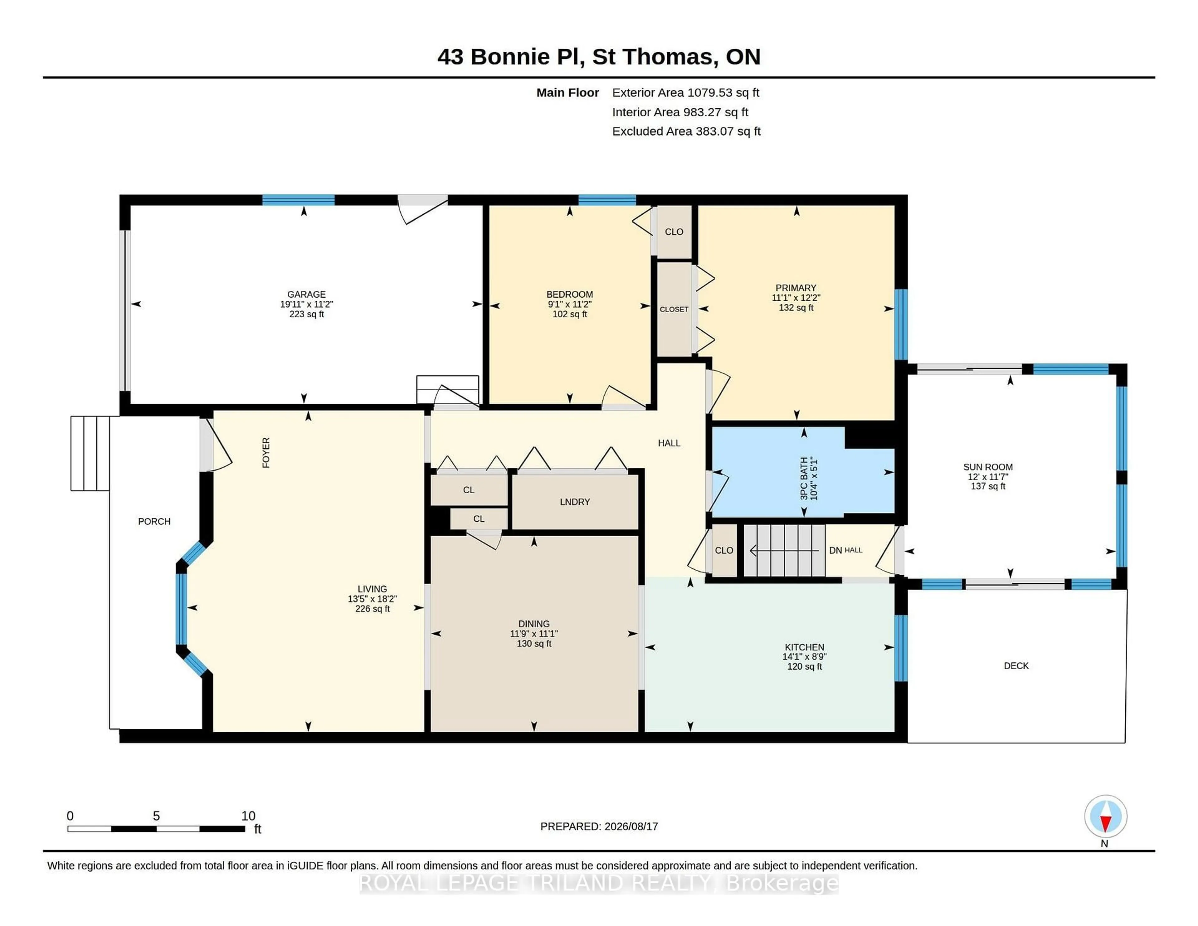 Floor plan for 43 Bonnie Pl, St. Thomas Ontario N5R 5W5
