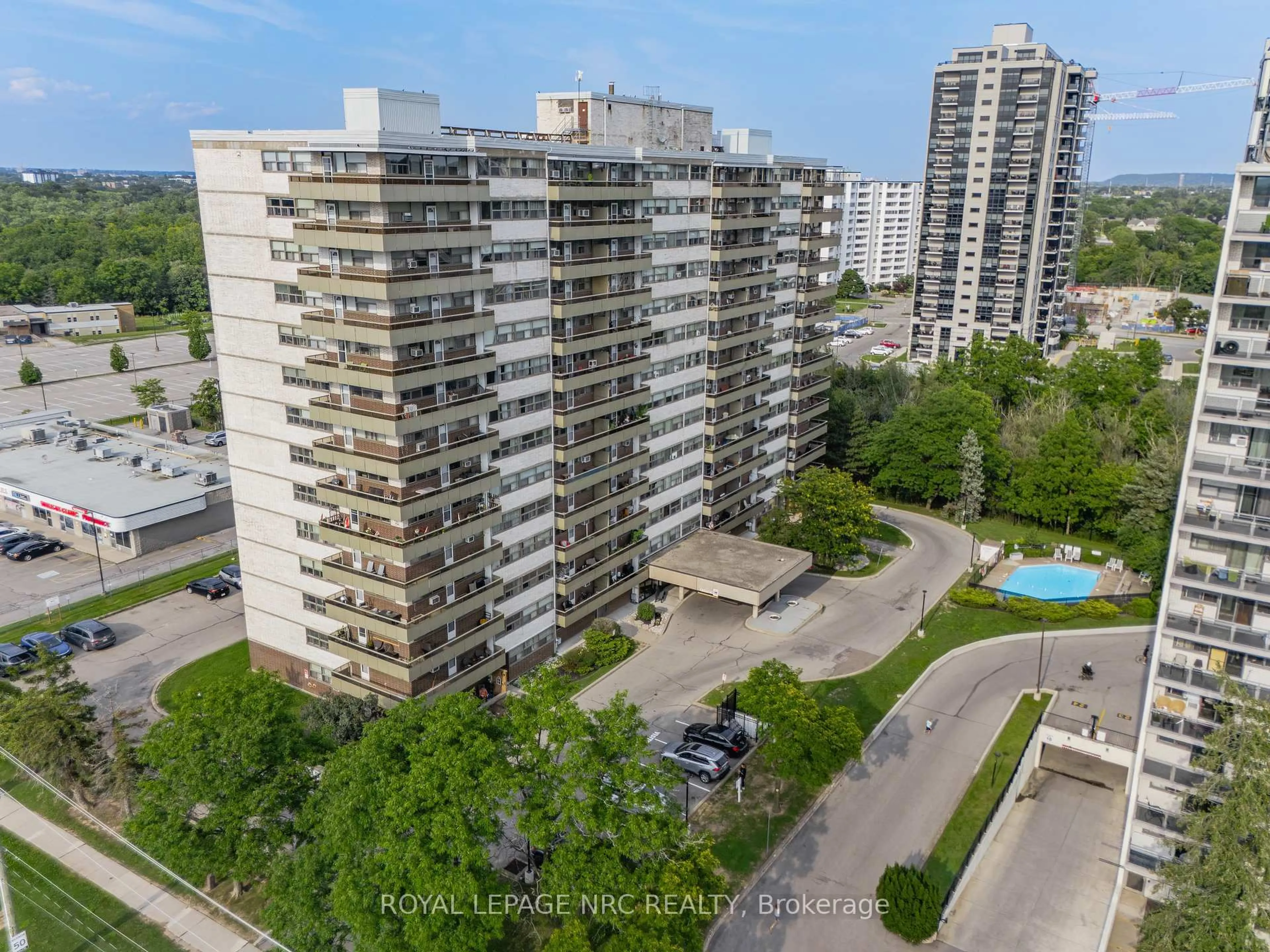 A pic from outside/outdoor area/front of a property/back of a property/a pic from drone, city buildings view from balcony for 215 Glenridge Ave #1510, St. Catharines Ontario L2T 3J7