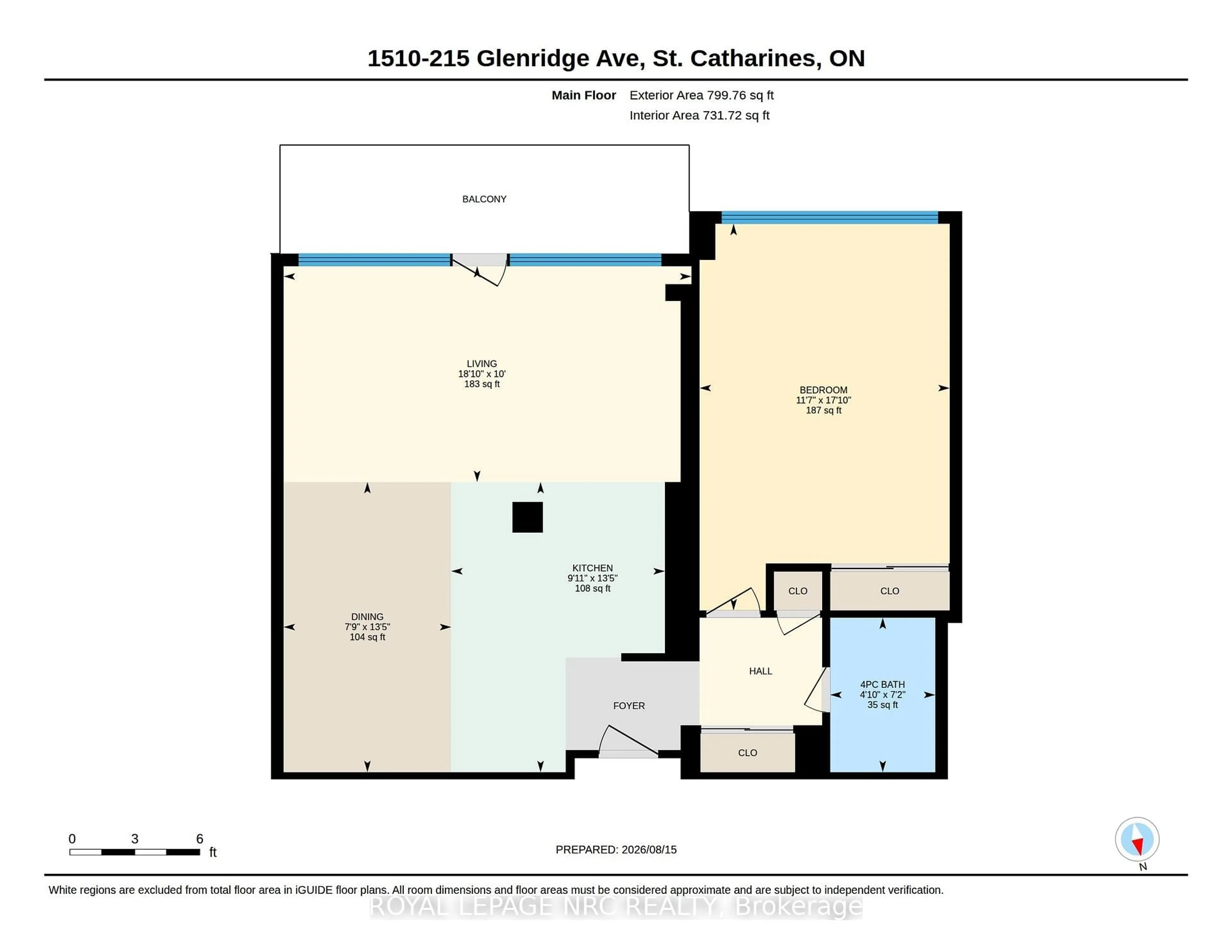 Floor plan for 215 Glenridge Ave #1510, St. Catharines Ontario L2T 3J7
