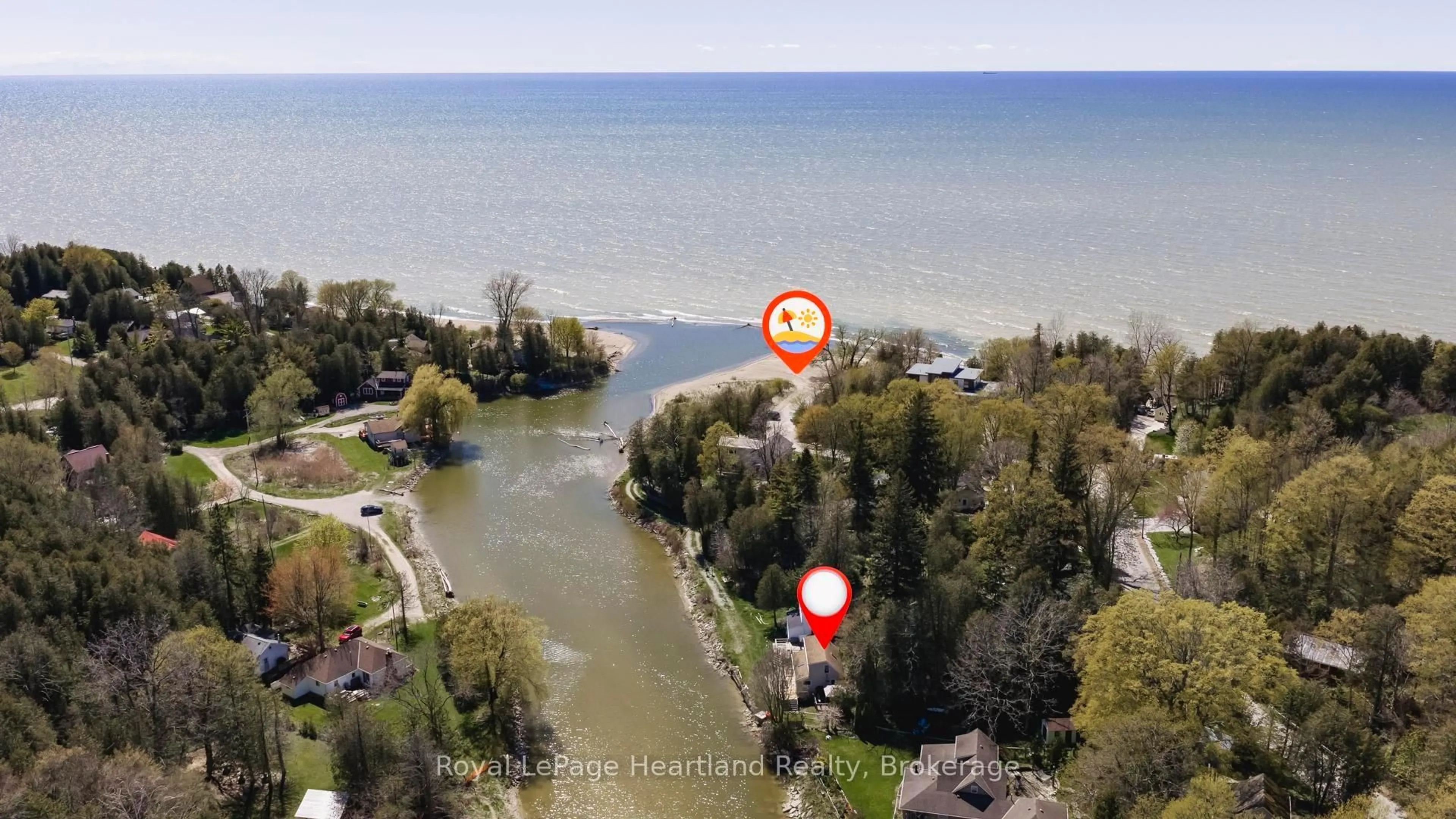 A pic from outside/outdoor area/front of a property/back of a property/a pic from drone, water/lake/river/ocean view for 9 MAPLE Lane, Ashfield-Colborne-Wawanosh Ontario N7A 3X9