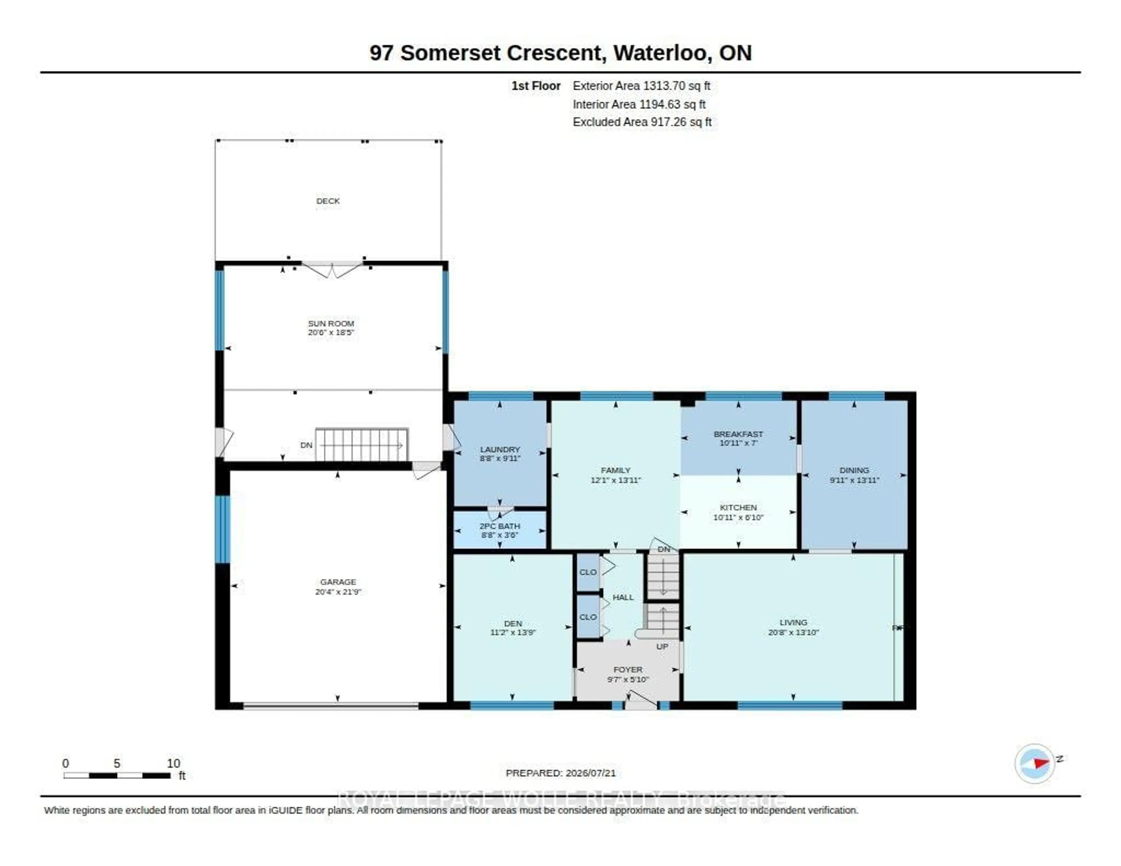 Floor plan for 97 Somerset Cres, Waterloo Ontario N2L 1N1