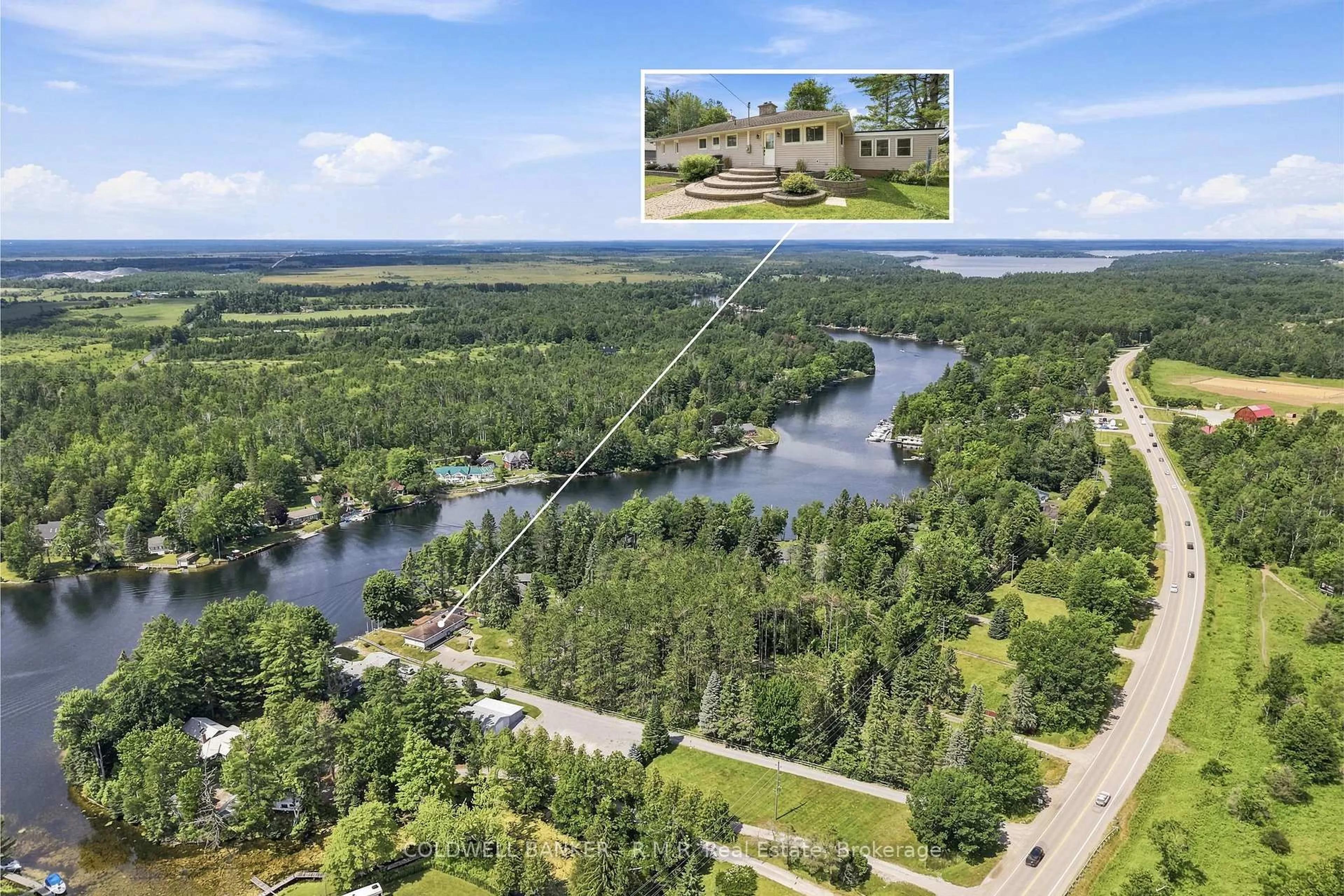 A pic from outside/outdoor area/front of a property/back of a property/a pic from drone, water/lake/river/ocean view for 33 Portage Rd, Kawartha Lakes Ontario K0M 2T0