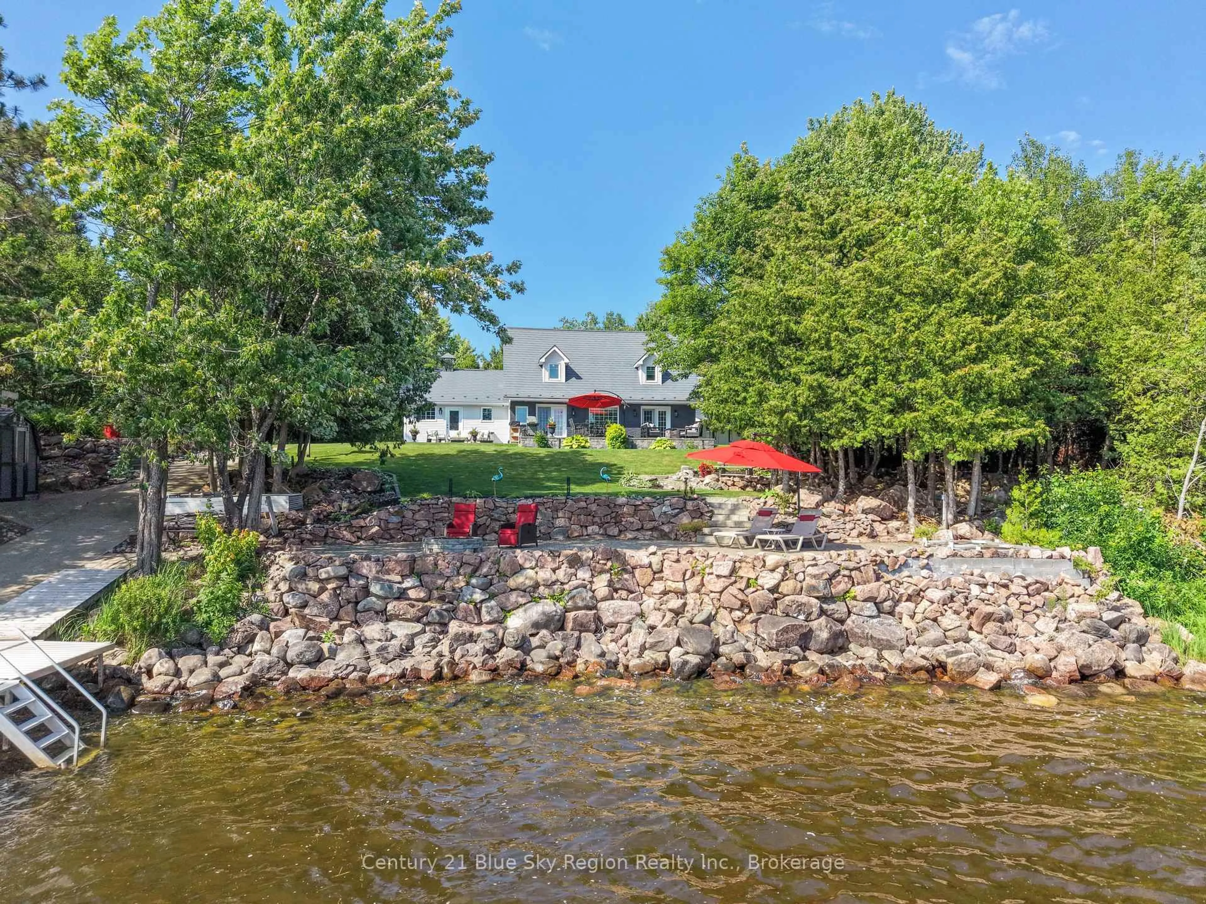 A pic from outside/outdoor area/front of a property/back of a property/a pic from drone, water/lake/river/ocean view for 6 Du Lac Dr, West Nipissing Ontario P2B 2X8