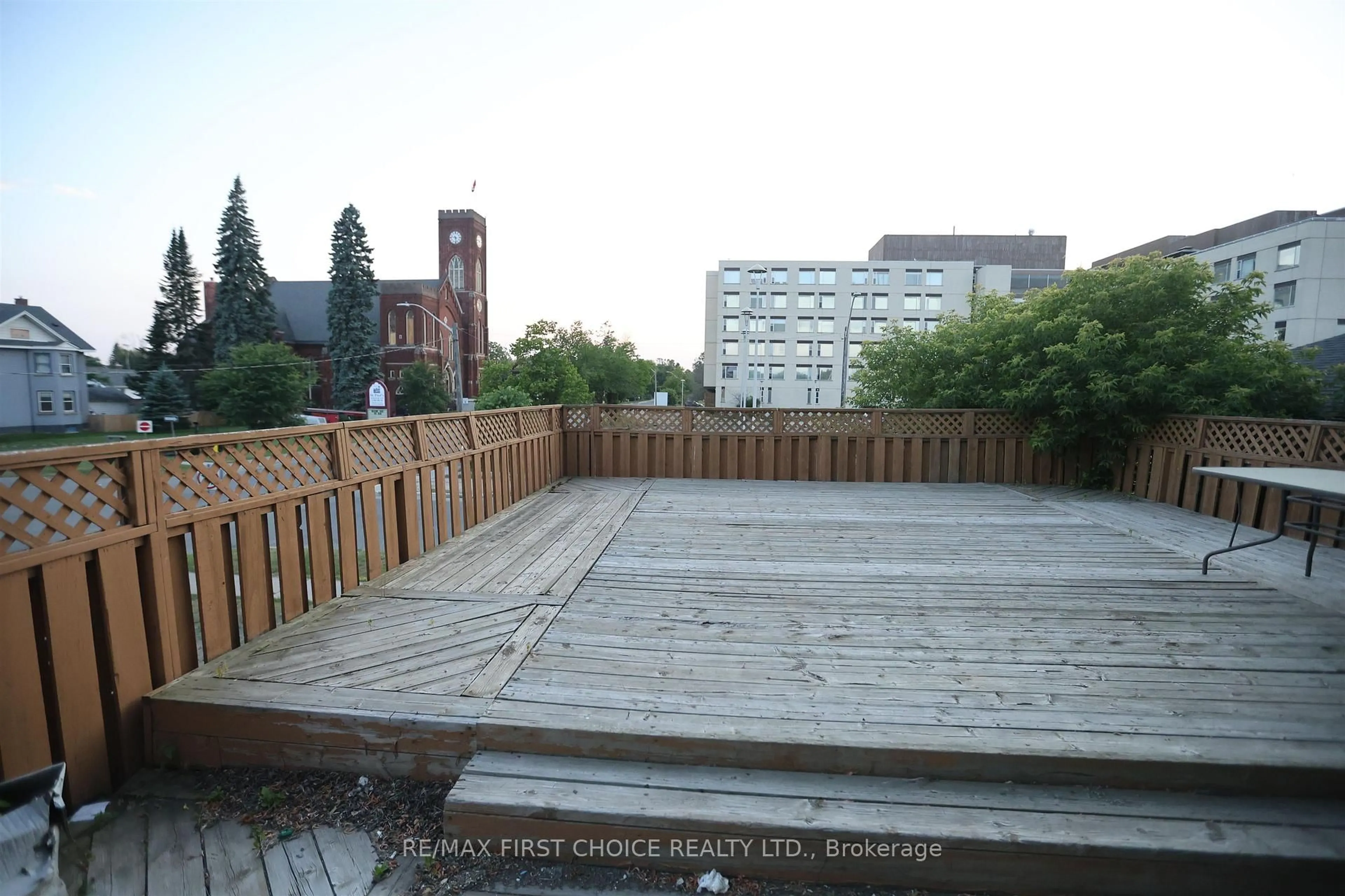 Patio, city buildings view from balcony for 711 Ridgeway Street, Thunder Bay Ontario P7E 5H3
