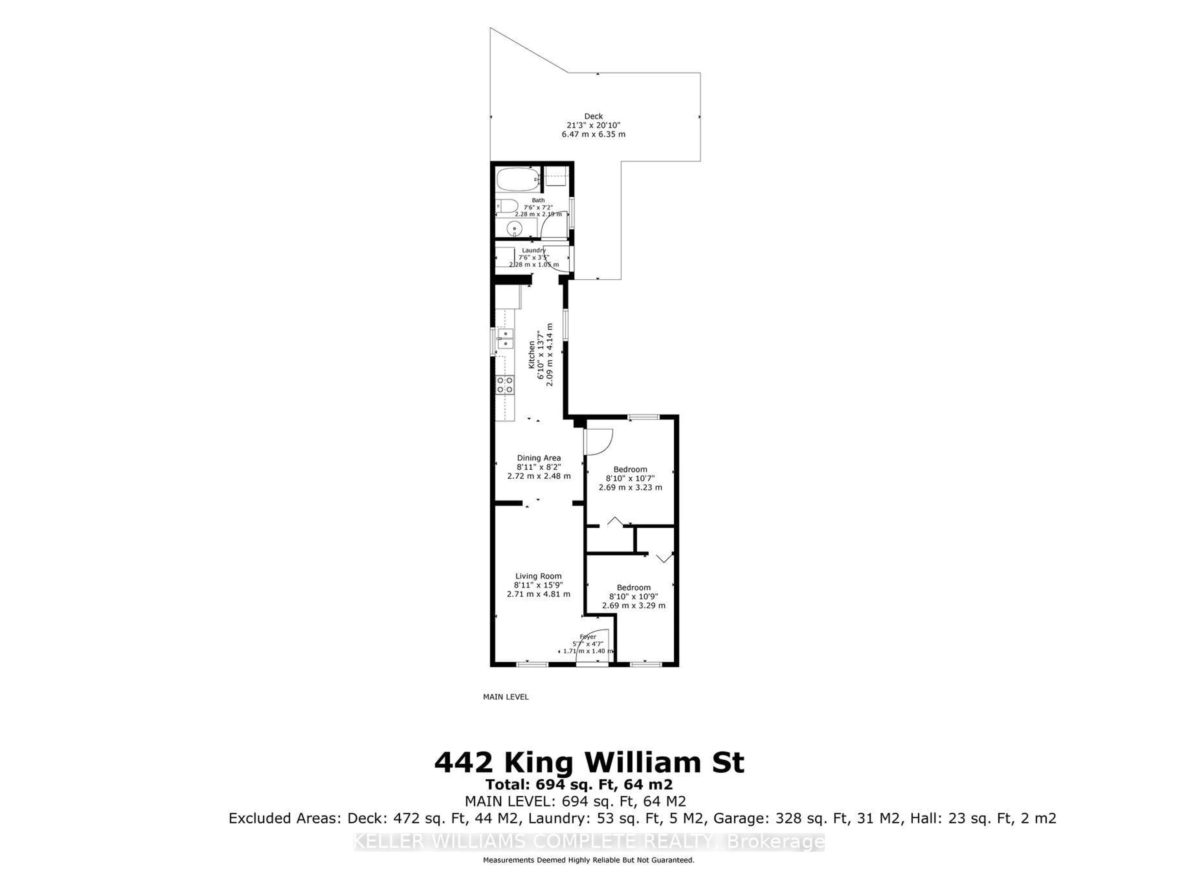 Floor plan for 442 King William St, Hamilton Ontario L8L 1P9