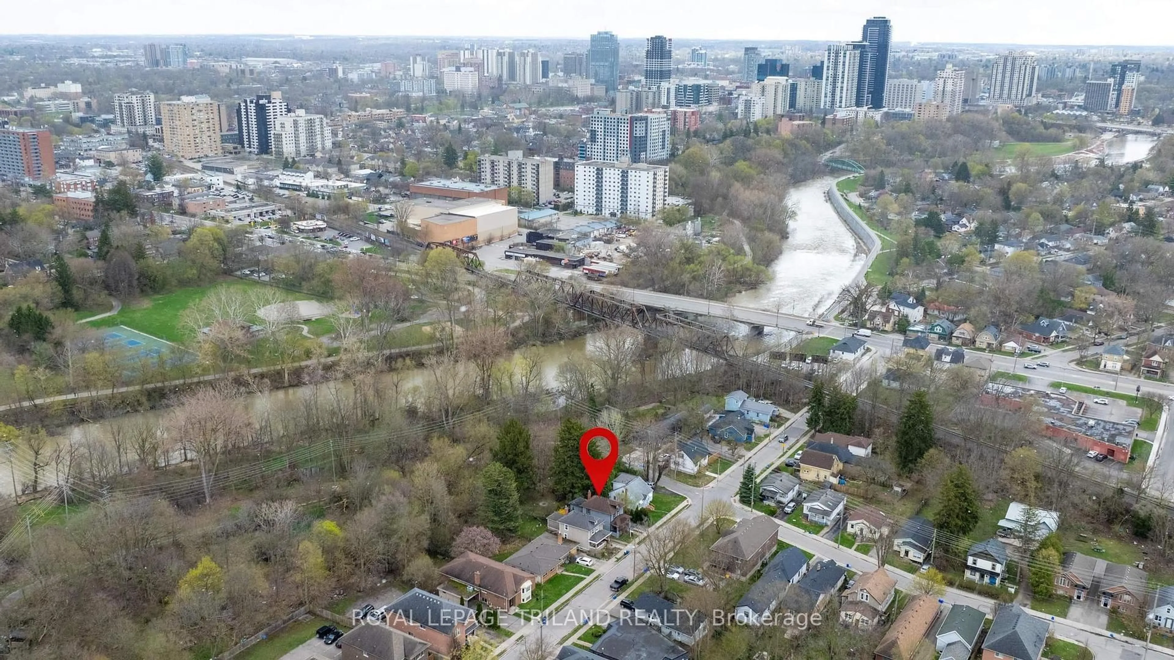 A pic from outside/outdoor area/front of a property/back of a property/a pic from drone, city buildings view from balcony for 41 GUNN St, London North Ontario N6G 1C6