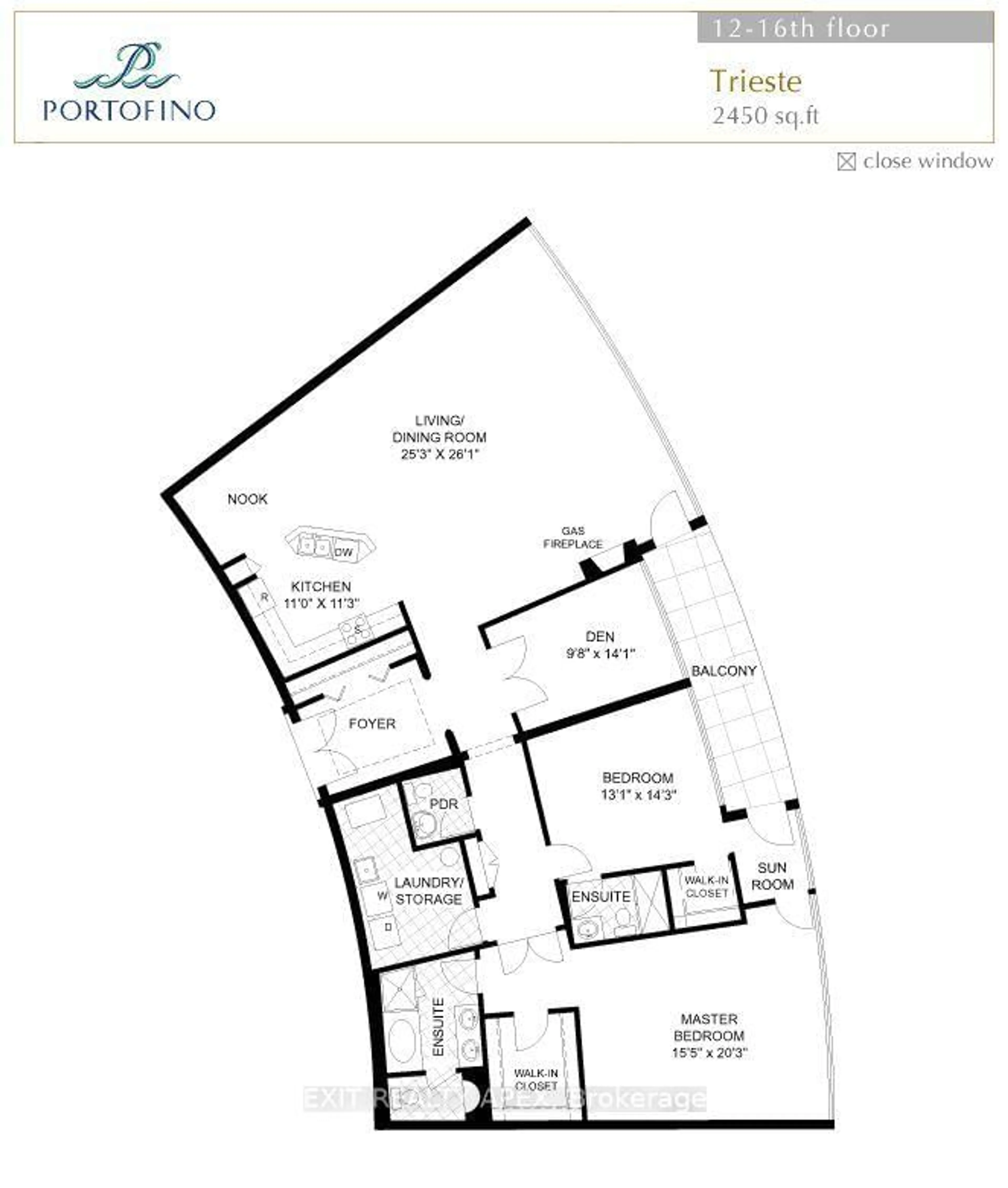 Floor plan for 1225 Riverside Dr #1602, Windsor Ontario N9A 0A2