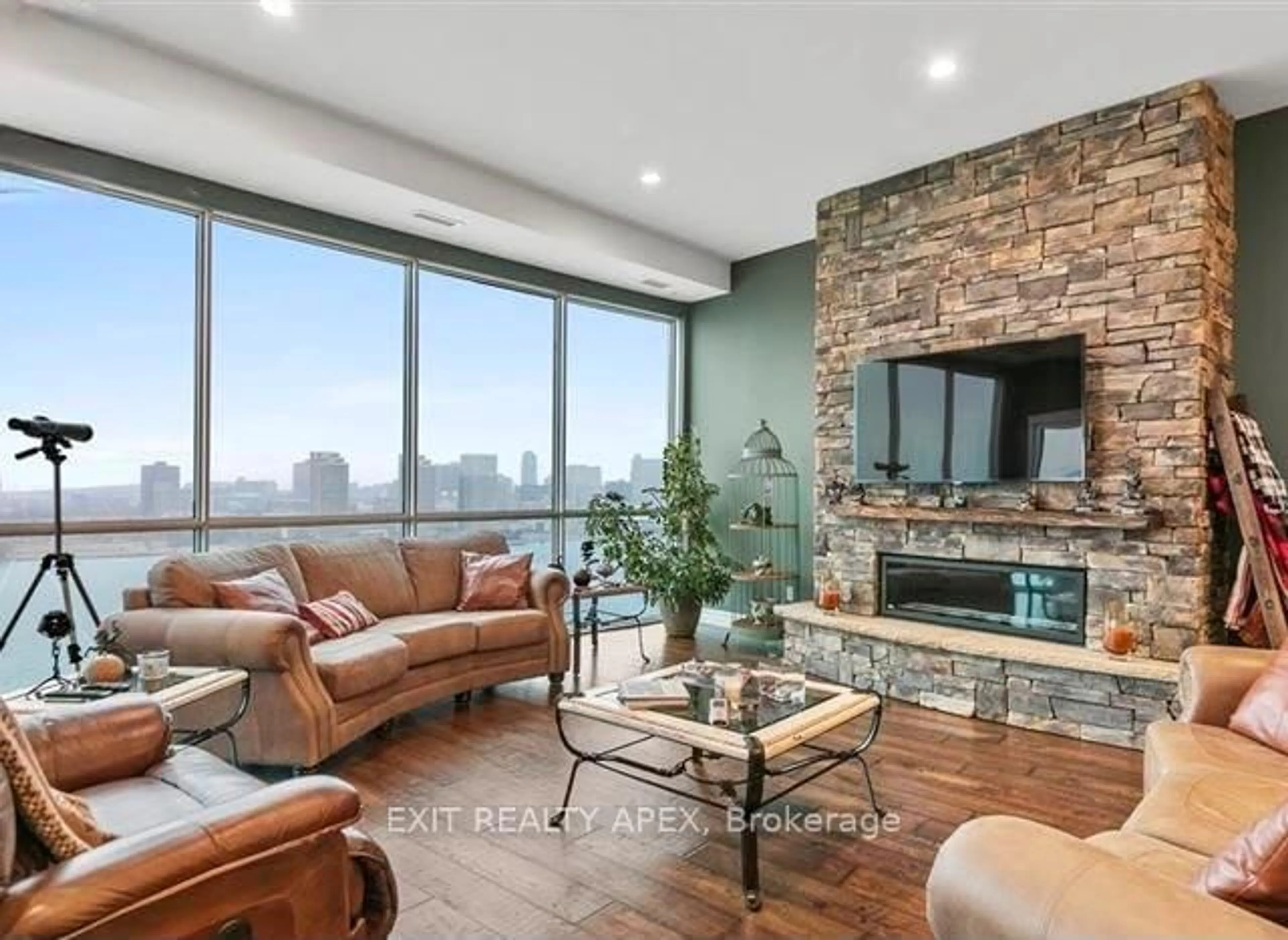 Living room with furniture, unknown for 1225 Riverside Dr #1602, Windsor Ontario N9A 0A2