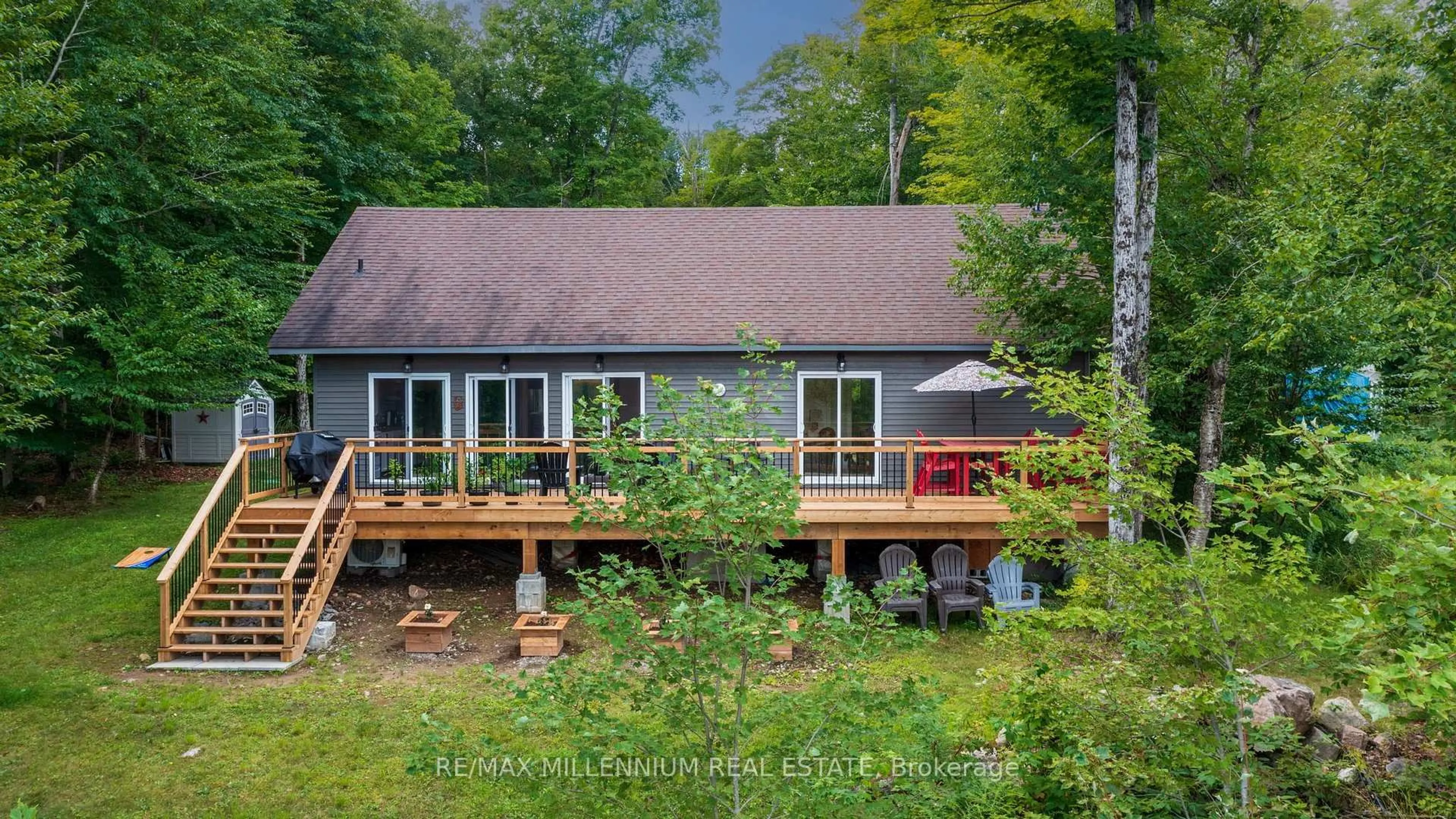 A pic from outside/outdoor area/front of a property/back of a property/a pic from drone, water/lake/river/ocean view for 29 Yellow Birch Rd, Georgian Bay Ontario P0H 1C0