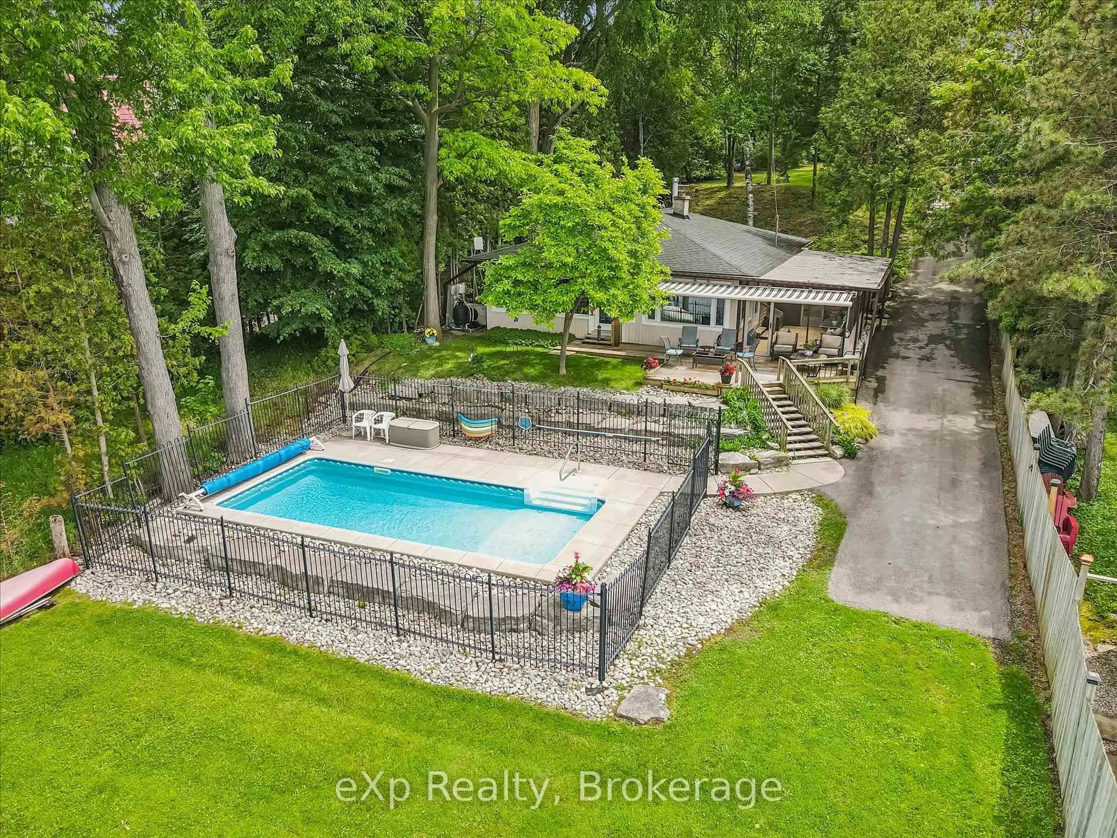 A pic from outside/outdoor area/front of a property/back of a property/a pic from drone, water/lake/river/ocean view for 20 Clergy Lane, Puslinch Ontario N0B 2J0