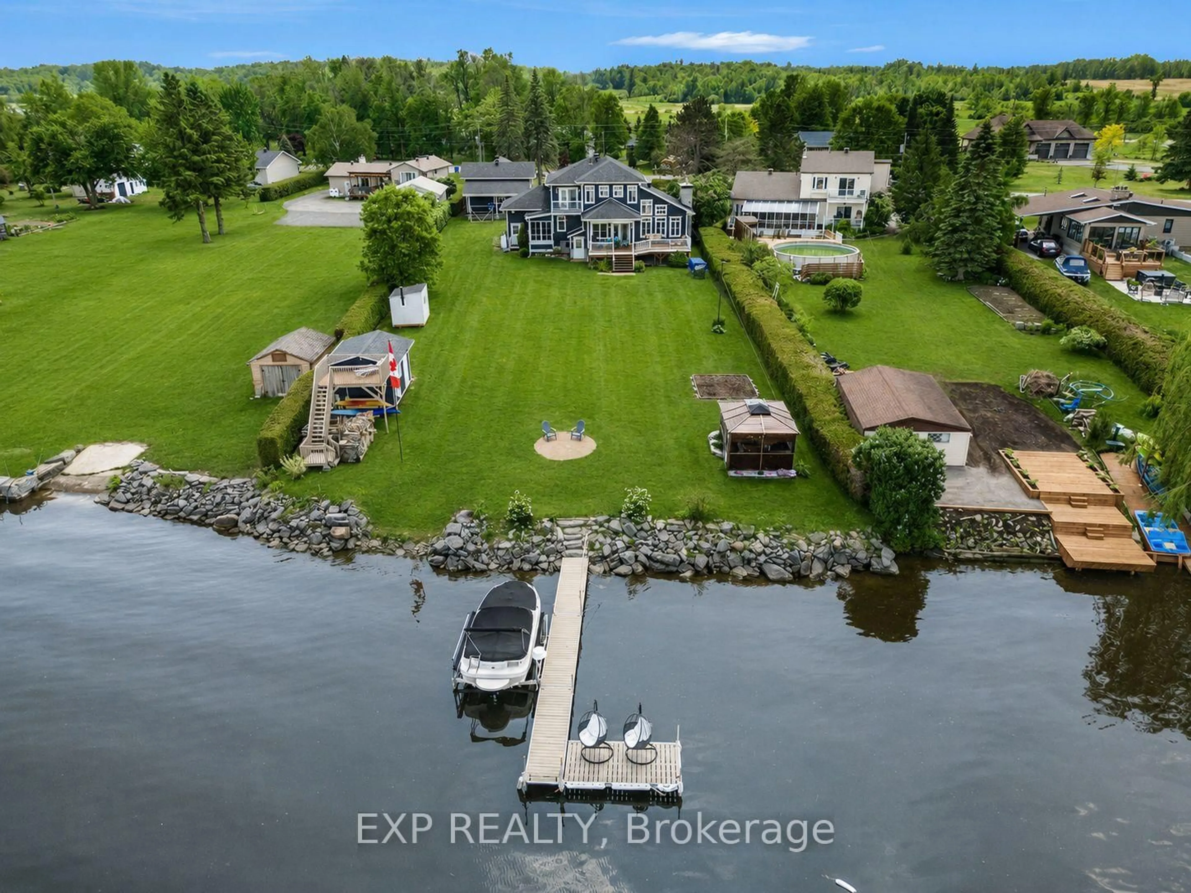 A pic from outside/outdoor area/front of a property/back of a property/a pic from drone, water/lake/river/ocean view for 3605 FRONT Rd, Hawkesbury Ontario K6A 2W5