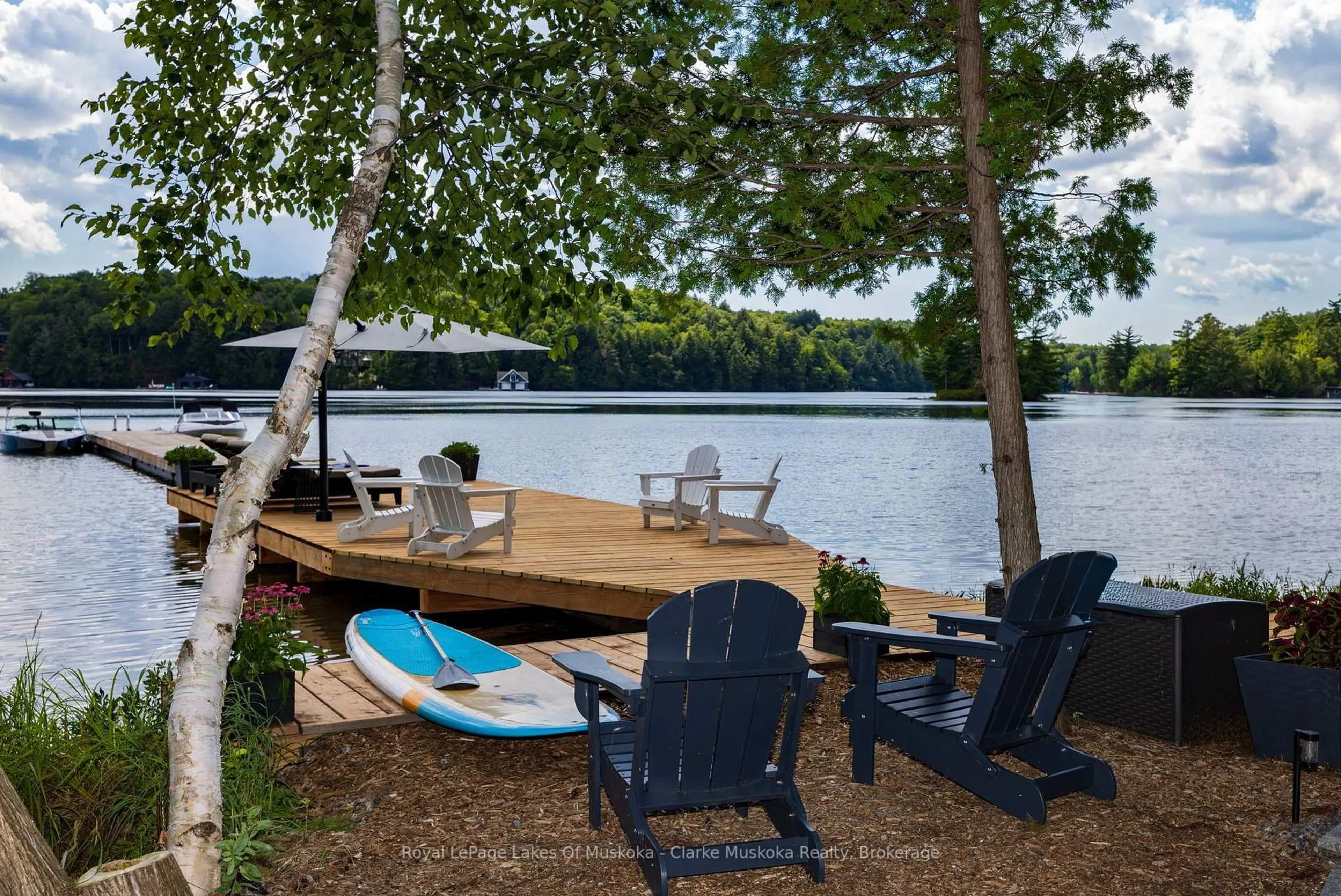 Patio, water/lake/river/ocean view for 56 Blair Point Rd, Seguin Ontario P0C 1J0