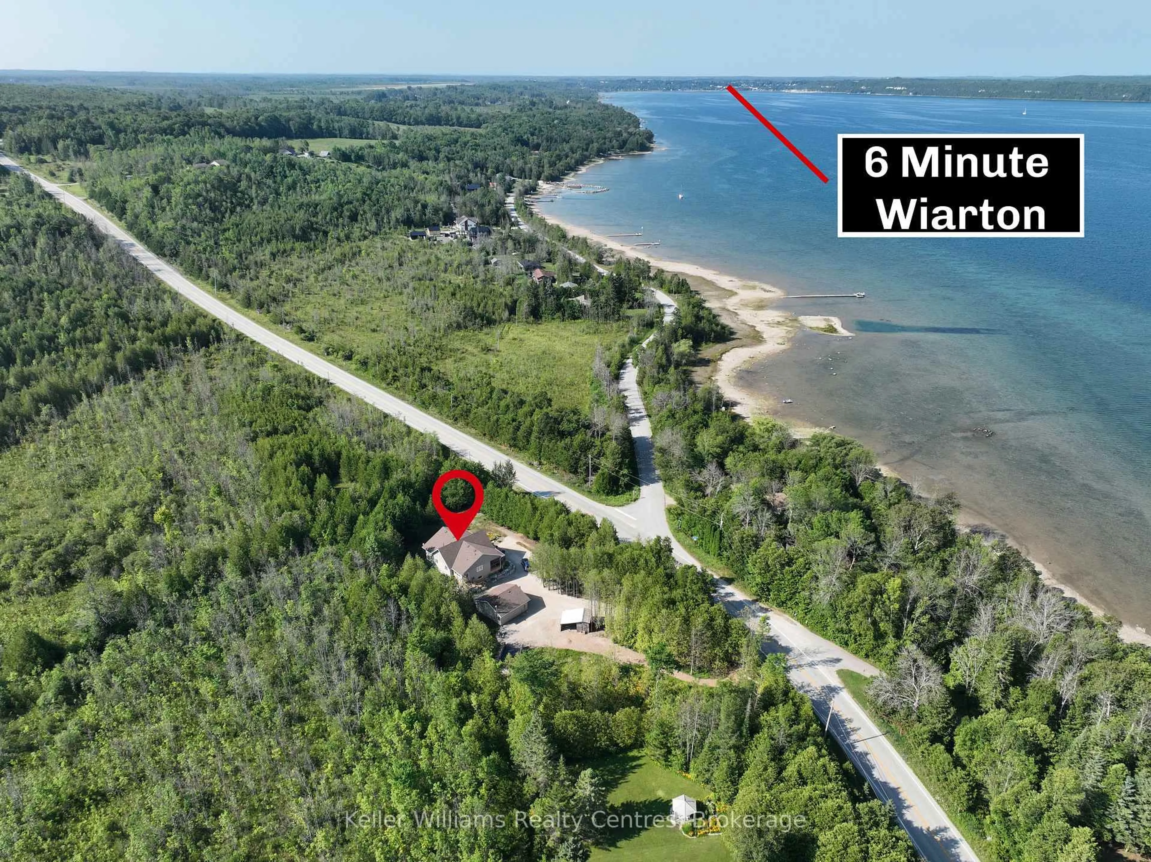A pic from outside/outdoor area/front of a property/back of a property/a pic from drone, water/lake/river/ocean view for 502180 Grey Road 1, Georgian Bluffs Ontario N0H 2T0