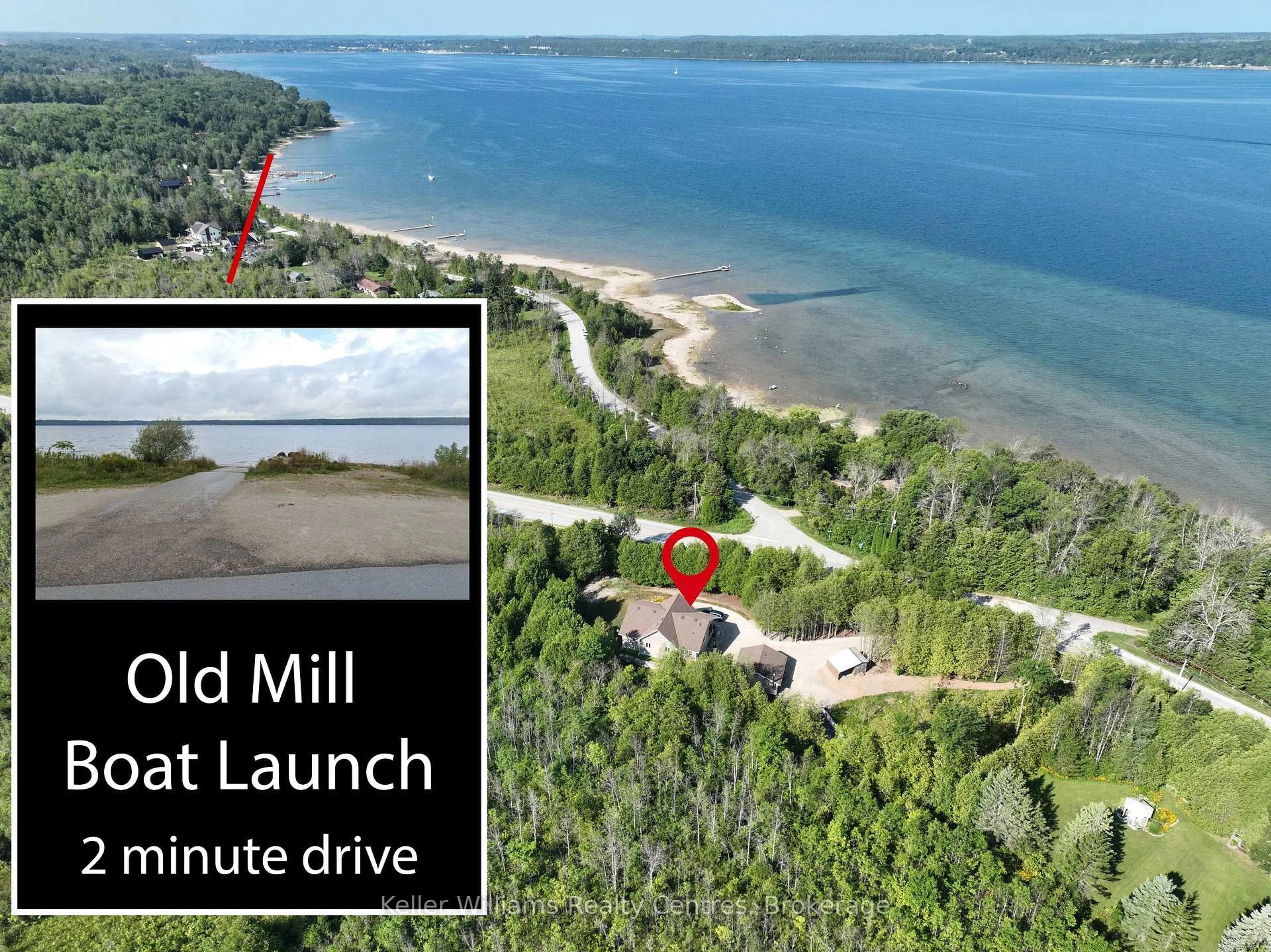 A pic from outside/outdoor area/front of a property/back of a property/a pic from drone, water/lake/river/ocean view for 502180 Grey Road 1, Georgian Bluffs Ontario N0H 2T0
