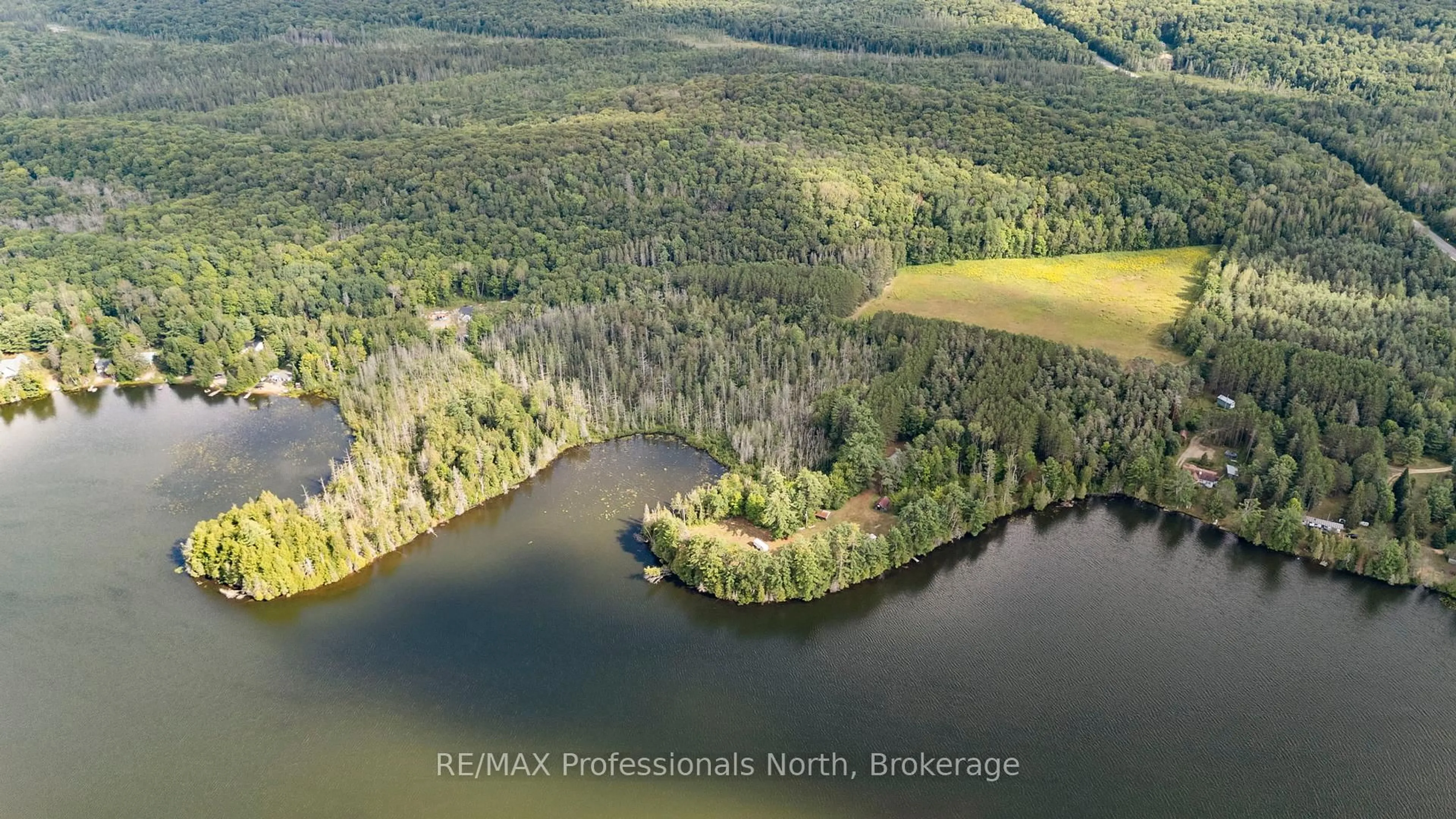A pic from outside/outdoor area/front of a property/back of a property/a pic from drone, water/lake/river/ocean view for 1014 Log Cabin Lane, Dysart et al Ontario K0M 1S0