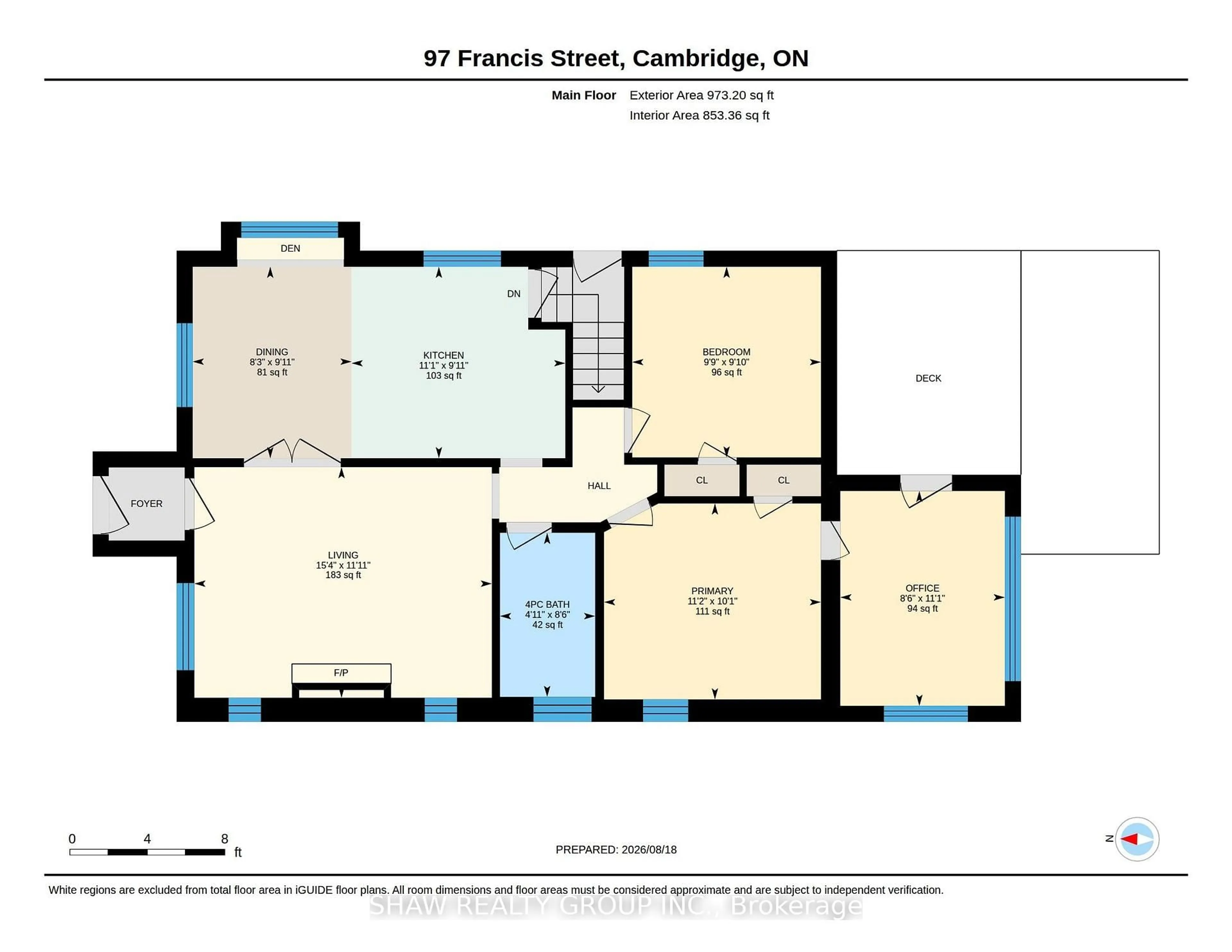 Floor plan for 97 Francis St, Cambridge Ontario N1S 1Z9