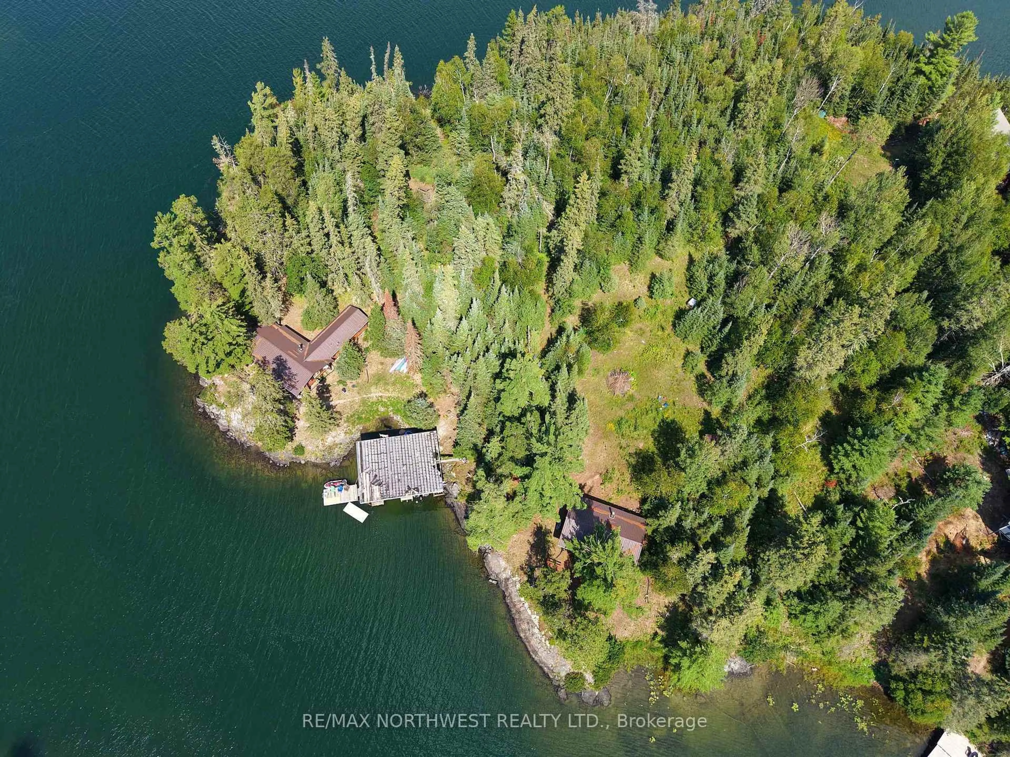 A pic from outside/outdoor area/front of a property/back of a property/a pic from drone, water/lake/river/ocean view for 68 Whitefish Bay Island, Sioux Narrows-Nestor Falls Ontario P0X 1N0