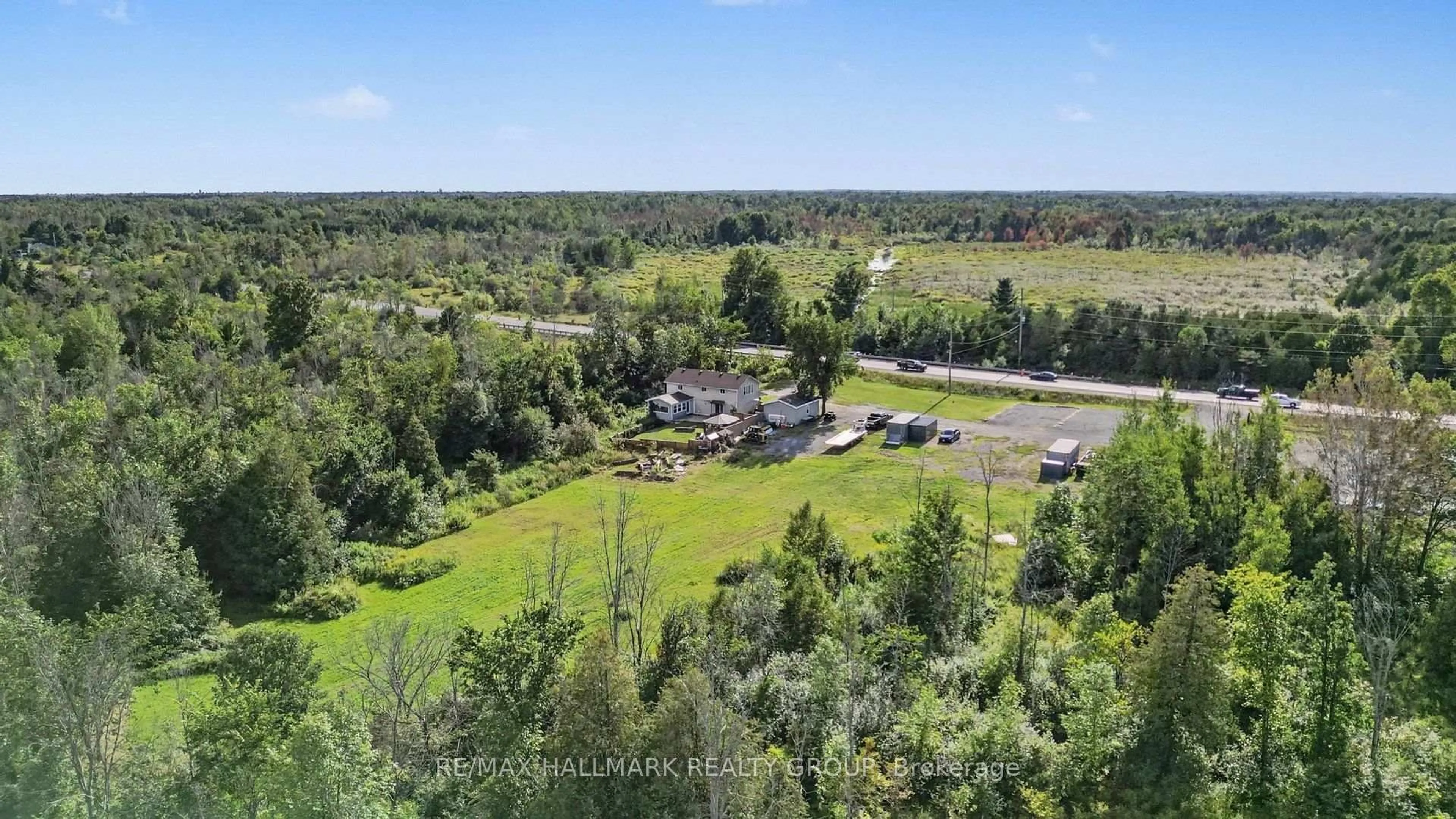 A pic from outside/outdoor area/front of a property/back of a property/a pic from drone, forest/trees view for 8784 15 Highway, Beckwith Ontario K7C 4M1