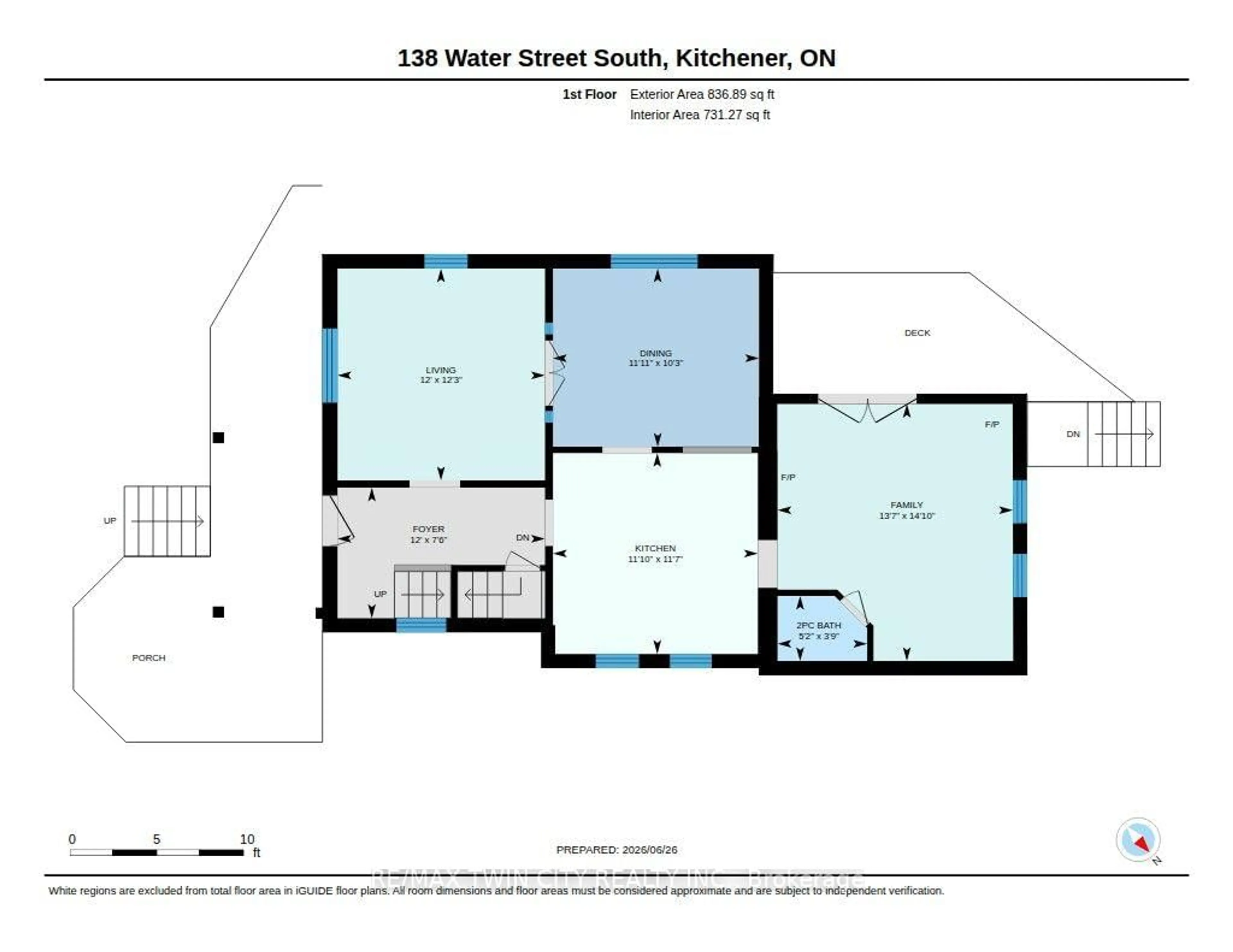 Floor plan for 138 Water St, Kitchener Ontario N2G 1Z5