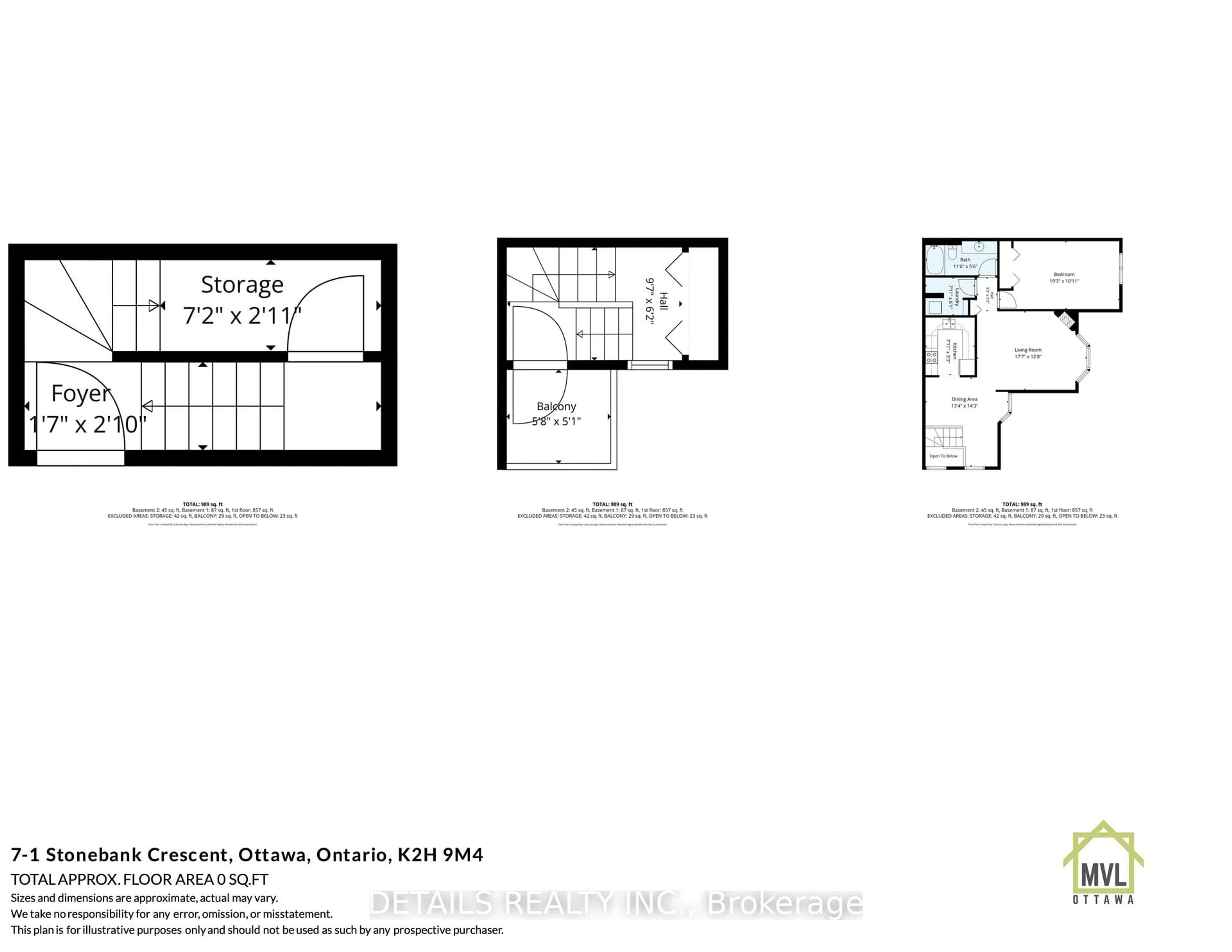Floor plan for 1 Stonebank Cres #7, Nepean Ontario K2H 9M3