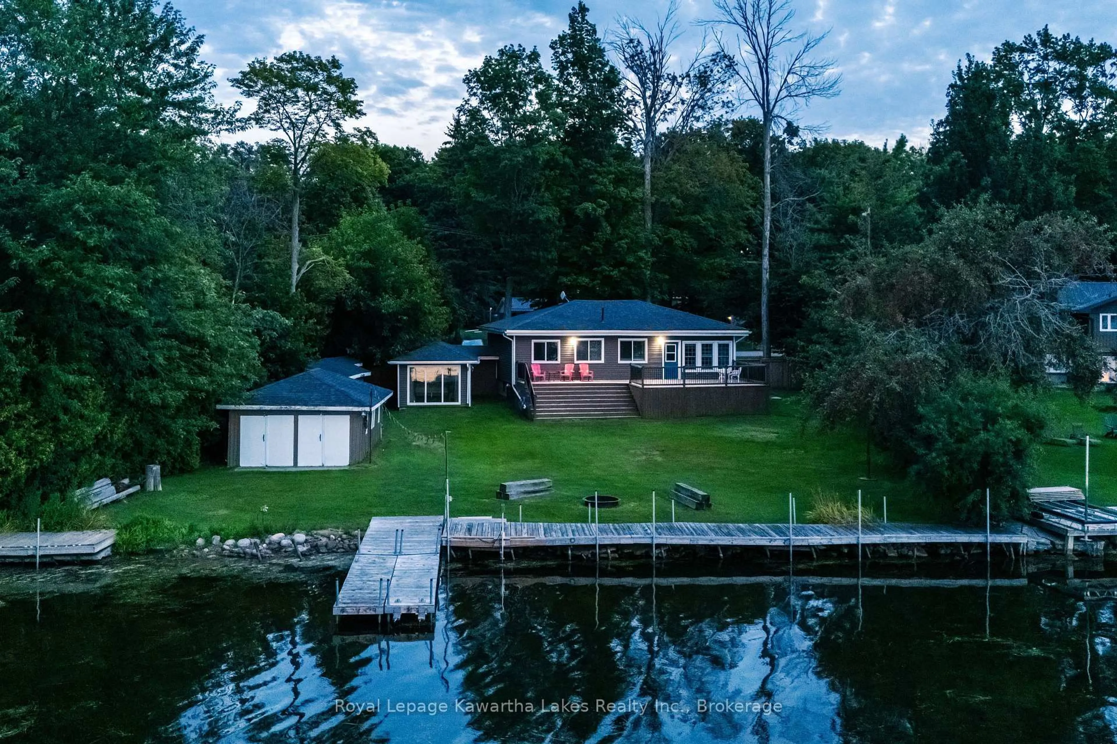 A pic from outside/outdoor area/front of a property/back of a property/a pic from drone, water/lake/river/ocean view for 53 Westview Dr, Kawartha Lakes Ontario K0L 2W0
