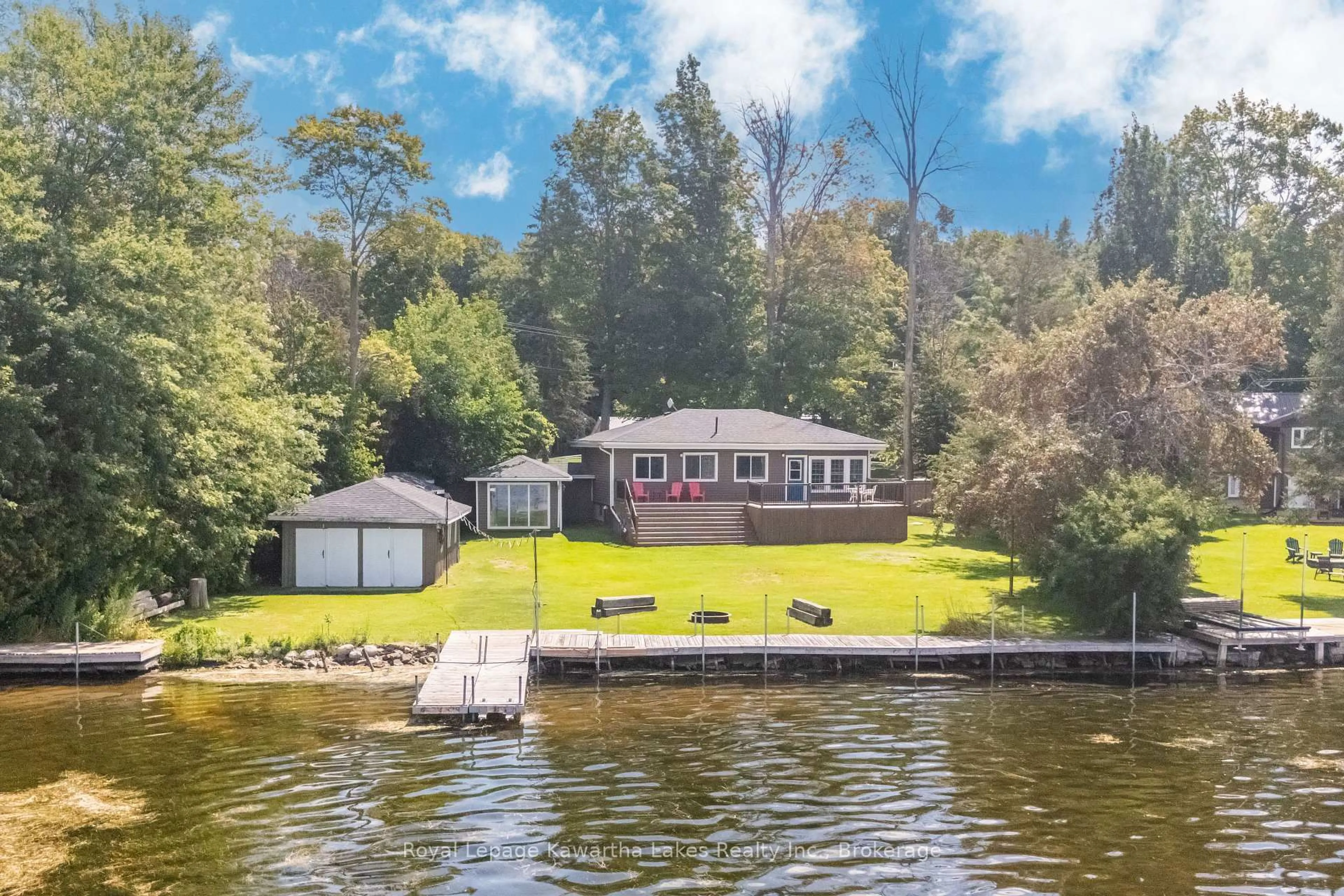 A pic from outside/outdoor area/front of a property/back of a property/a pic from drone, water/lake/river/ocean view for 53 Westview Dr, Kawartha Lakes Ontario K0L 2W0