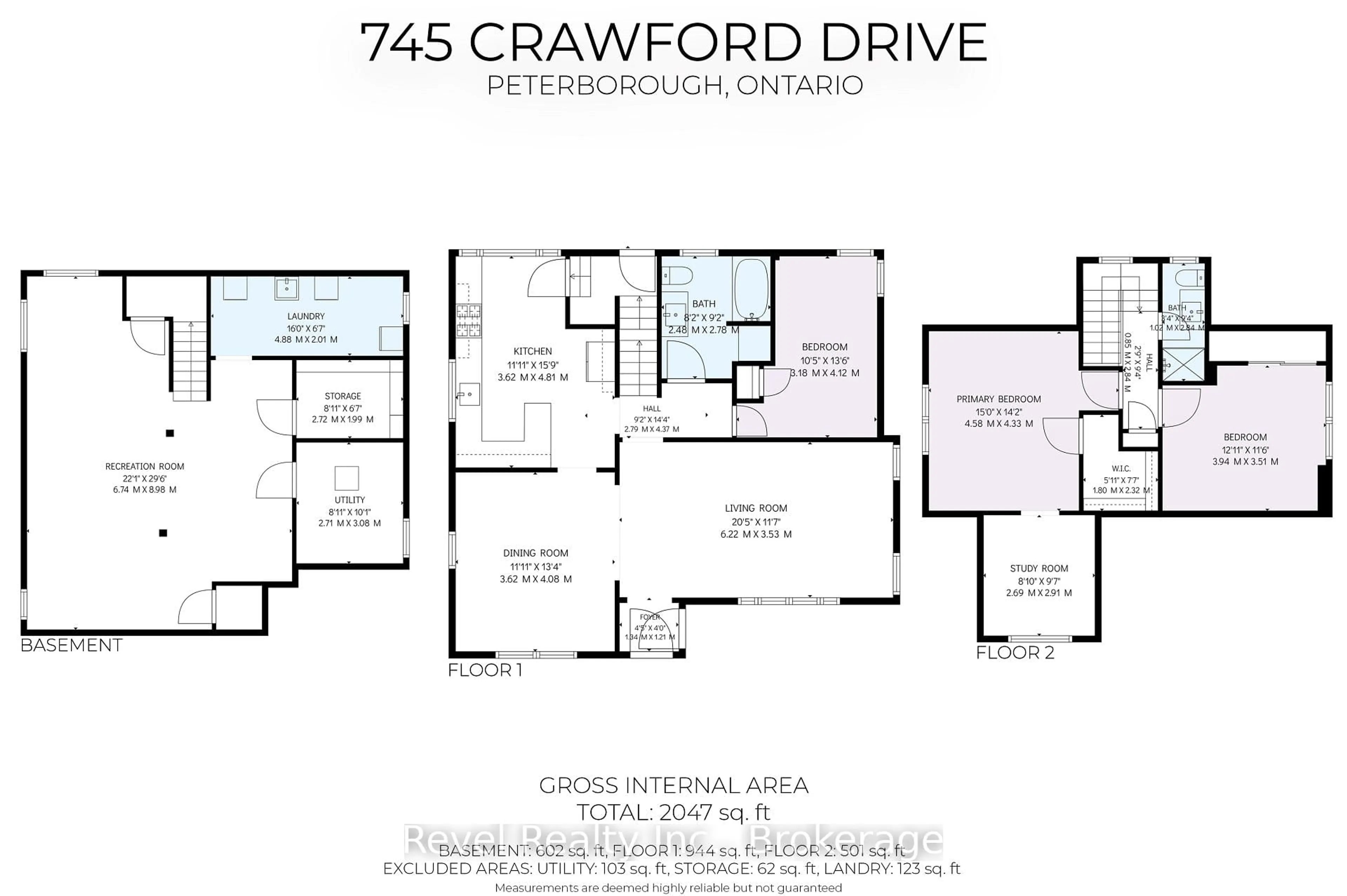 Floor plan for 745 Crawford Dr, Peterborough Ontario K9J 3W9