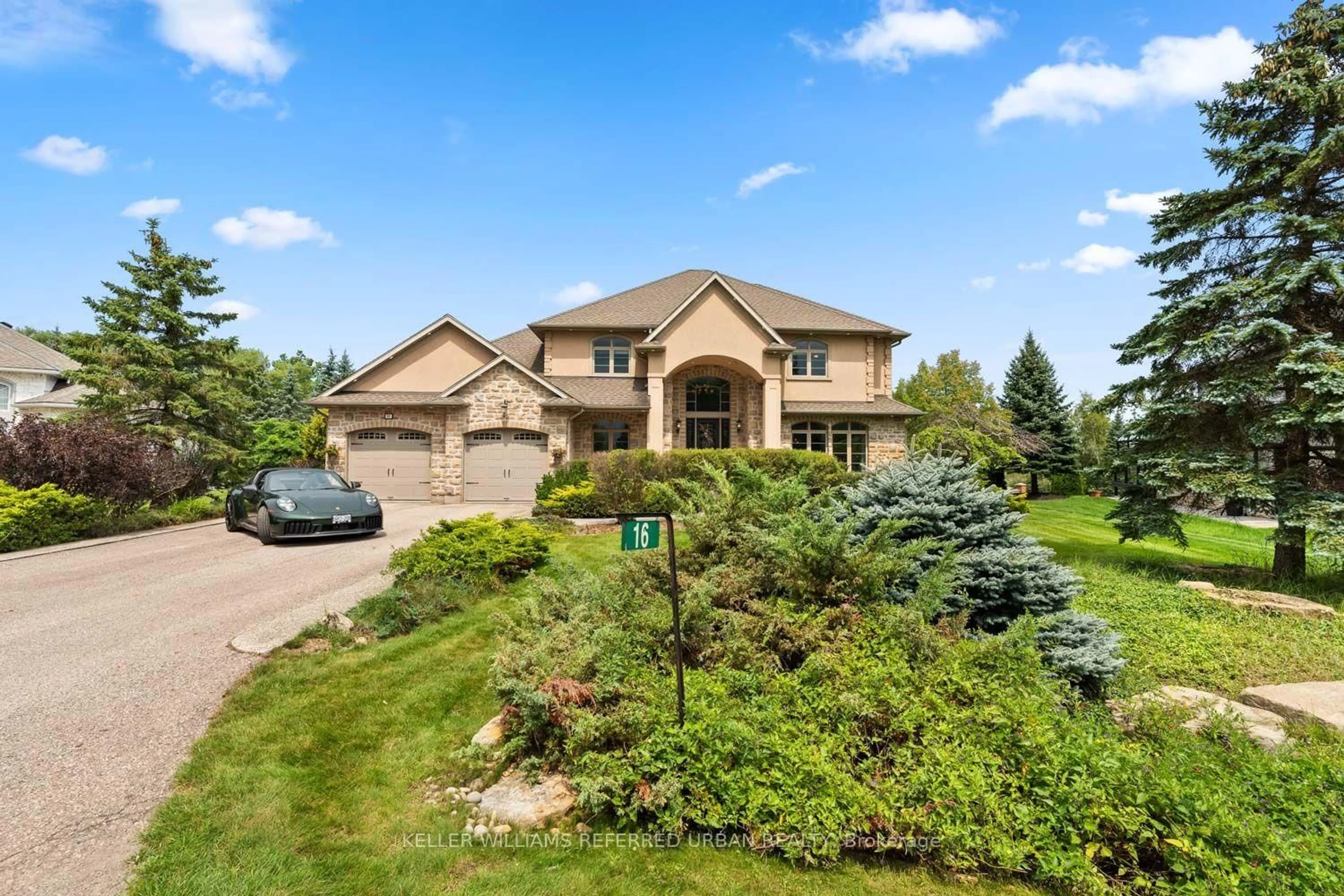 A pic from outside/outdoor area/front of a property/back of a property/a pic from drone, water/lake/river/ocean view for 16 Seifert Crt, Puslinch Ontario N3C 2V4