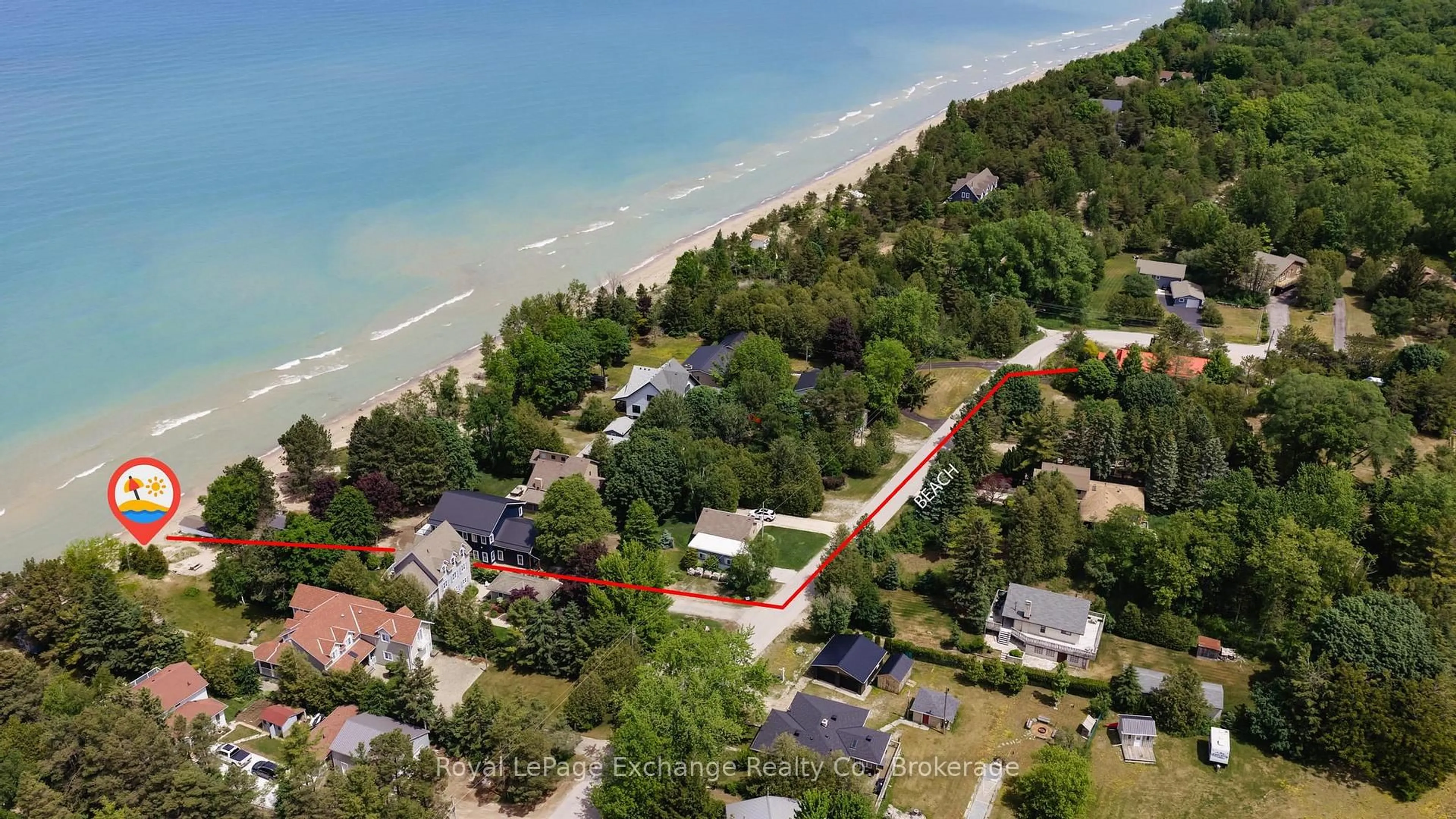 A pic from outside/outdoor area/front of a property/back of a property/a pic from drone, water/lake/river/ocean view for 141 Bell Dr, Huron-Kinloss Ontario N2Z 2X3