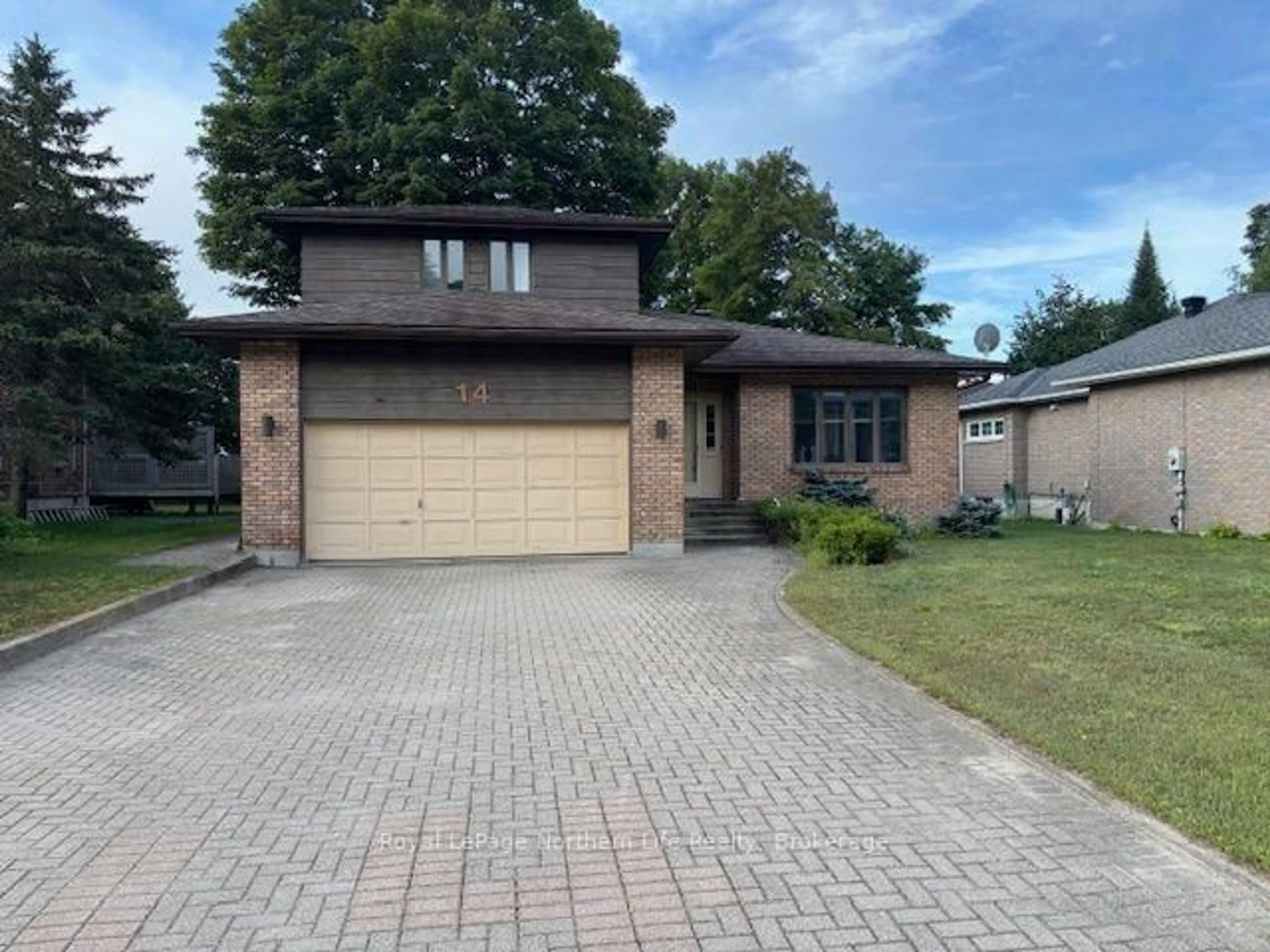 Home with brick exterior material, street for 14 Nottingham Dr, North Bay Ontario P1C 1K9