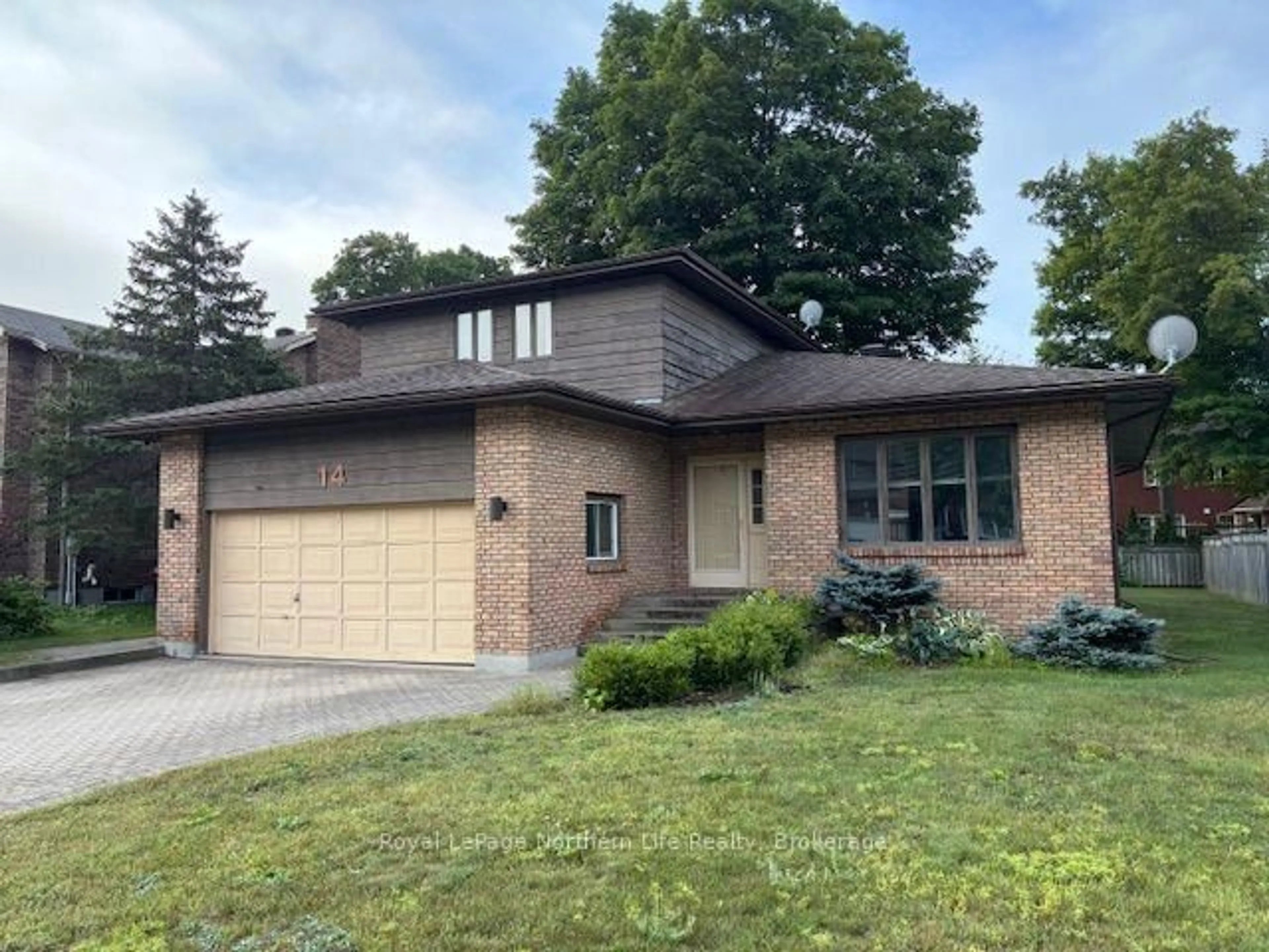 Home with brick exterior material, street for 14 Nottingham Dr, North Bay Ontario P1C 1K9