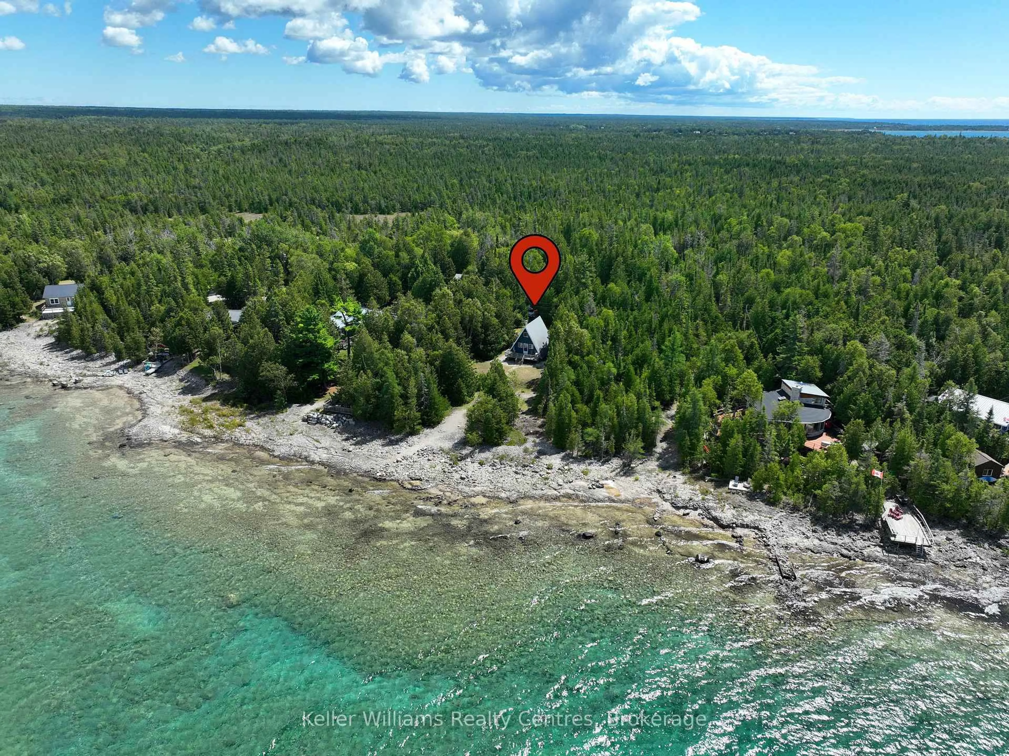 A pic from outside/outdoor area/front of a property/back of a property/a pic from drone, water/lake/river/ocean view for 317 Robert Allen Dr, Northern Bruce Peninsula Ontario N0H 2R0
