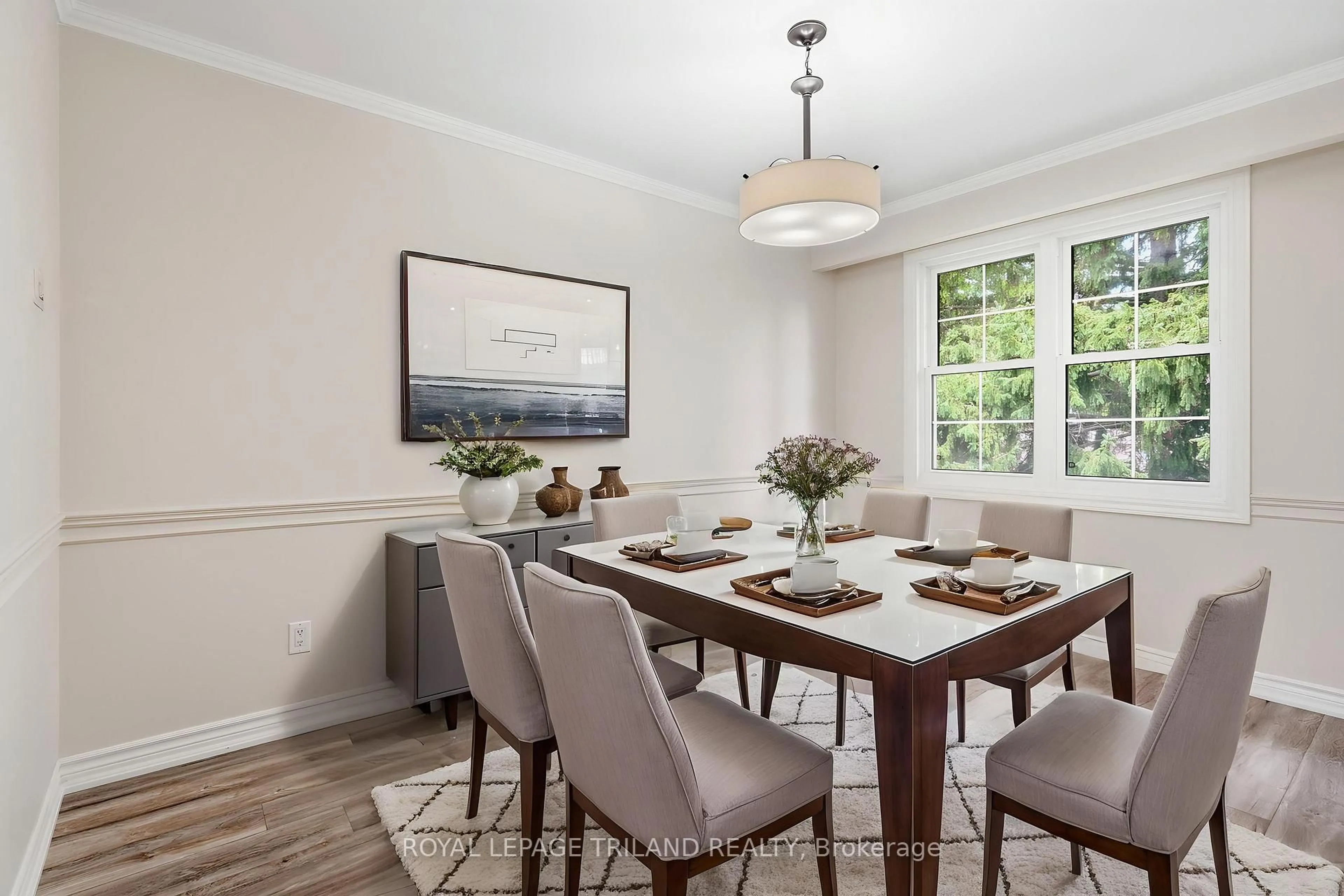 Dining room, wood/laminate floor for 900 Pond View Rd #84, London South Ontario N5Z 4L7
