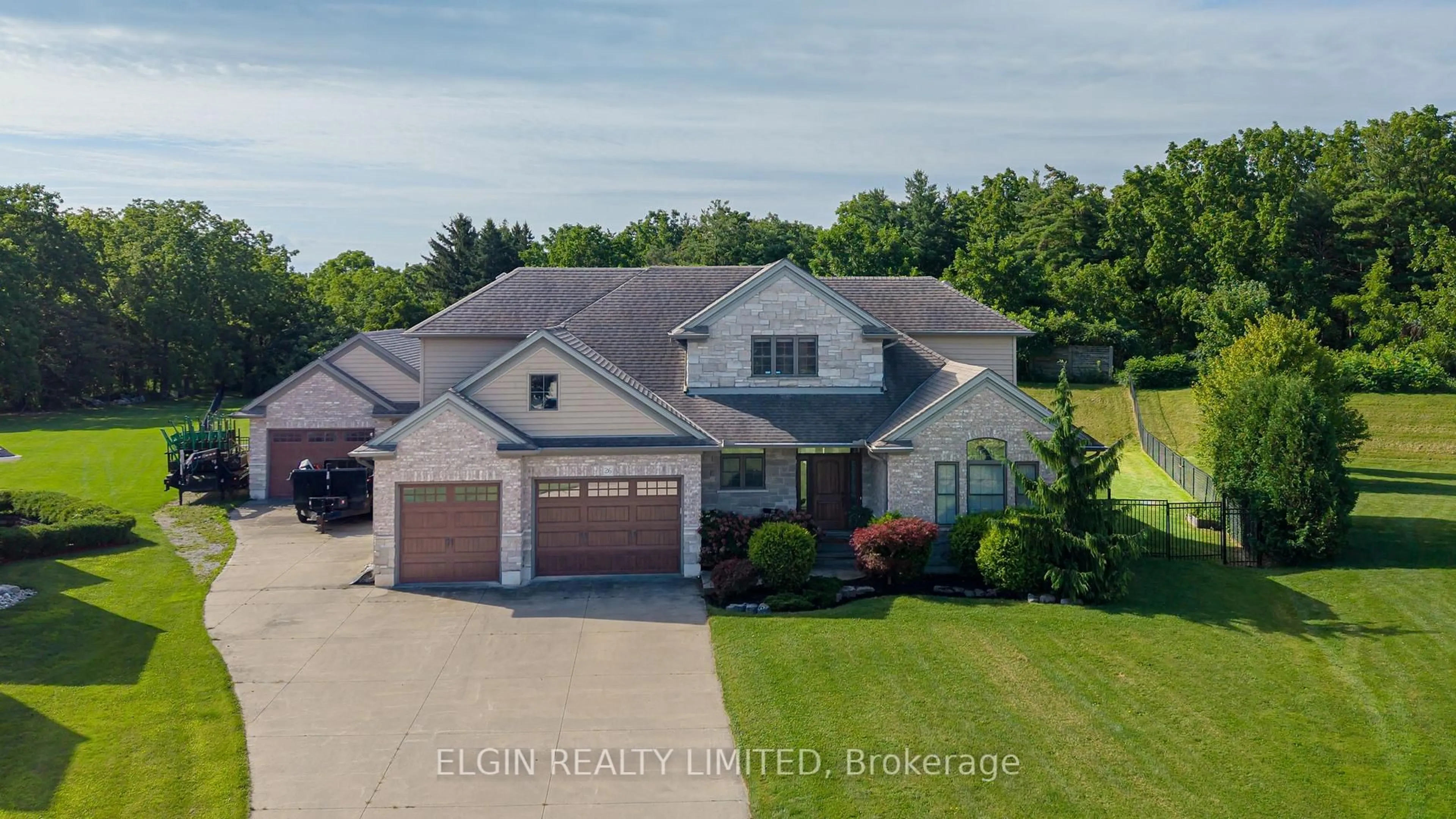 A pic from outside/outdoor area/front of a property/back of a property/a pic from drone, water/lake/river/ocean view for 26 Blossom Rdge, Central Elgin Ontario N5P 3S7