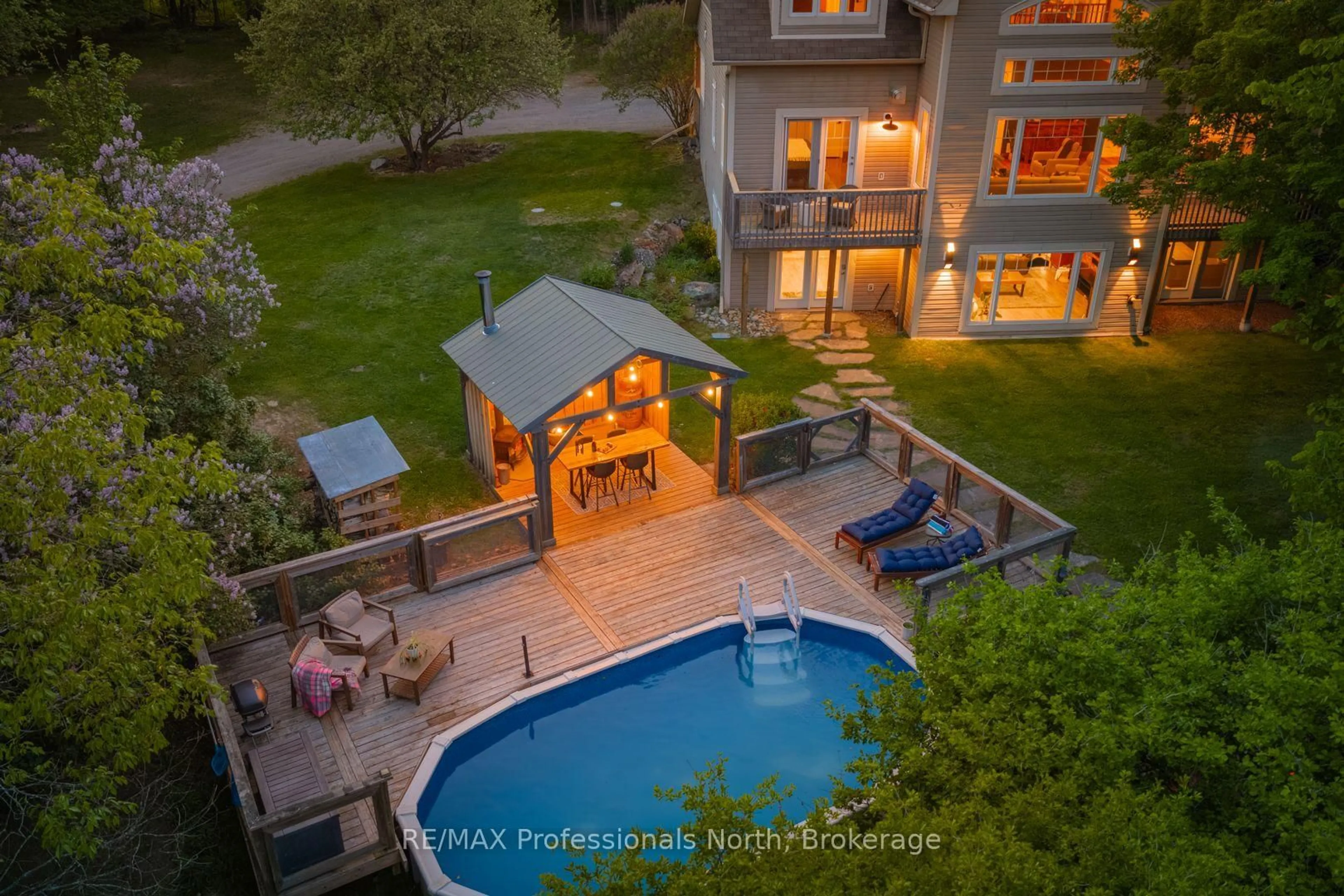A pic from outside/outdoor area/front of a property/back of a property/a pic from drone, water/lake/river/ocean view for 2254 Unicorn Rd, Dysart et al Ontario K0M 1S0