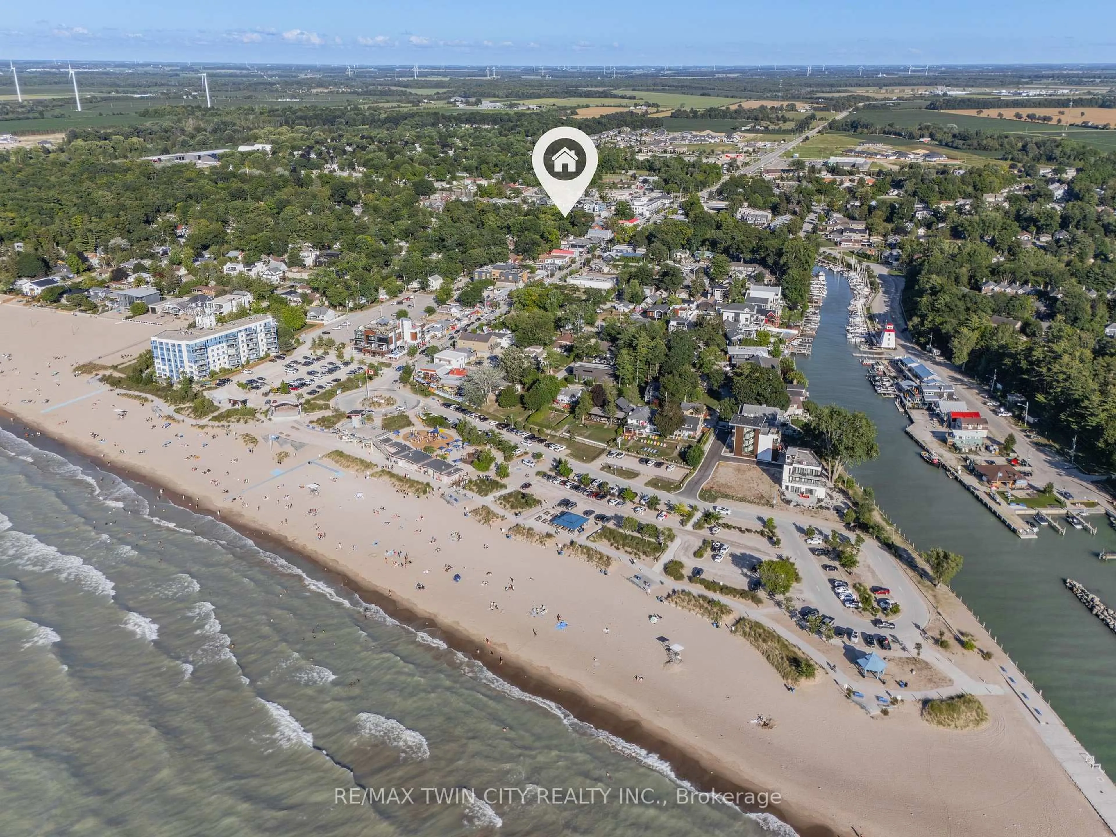 A pic from outside/outdoor area/front of a property/back of a property/a pic from drone, water/lake/river/ocean view for 10 Queens Ave, Lambton Shores Ontario N0M 1T0