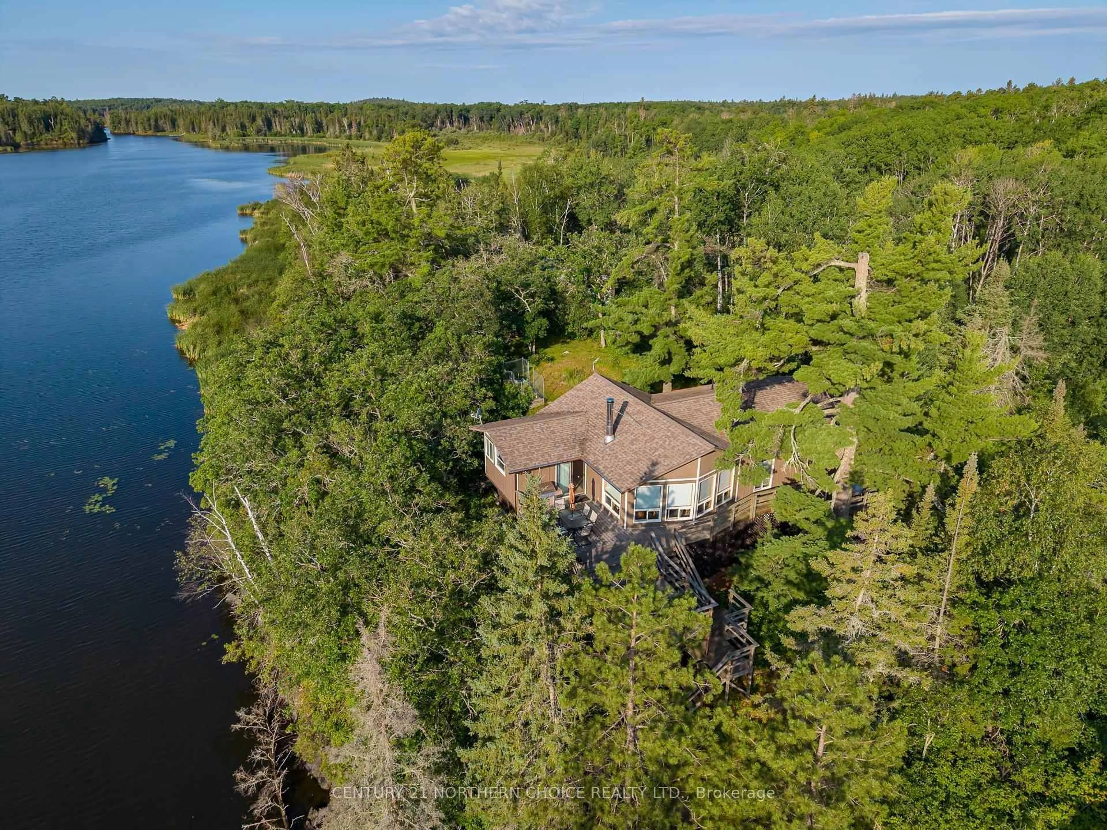 A pic from outside/outdoor area/front of a property/back of a property/a pic from drone, water/lake/river/ocean view for D142 Holmstroms Marsh, Kenora Remote Area Ontario P0X 1C0