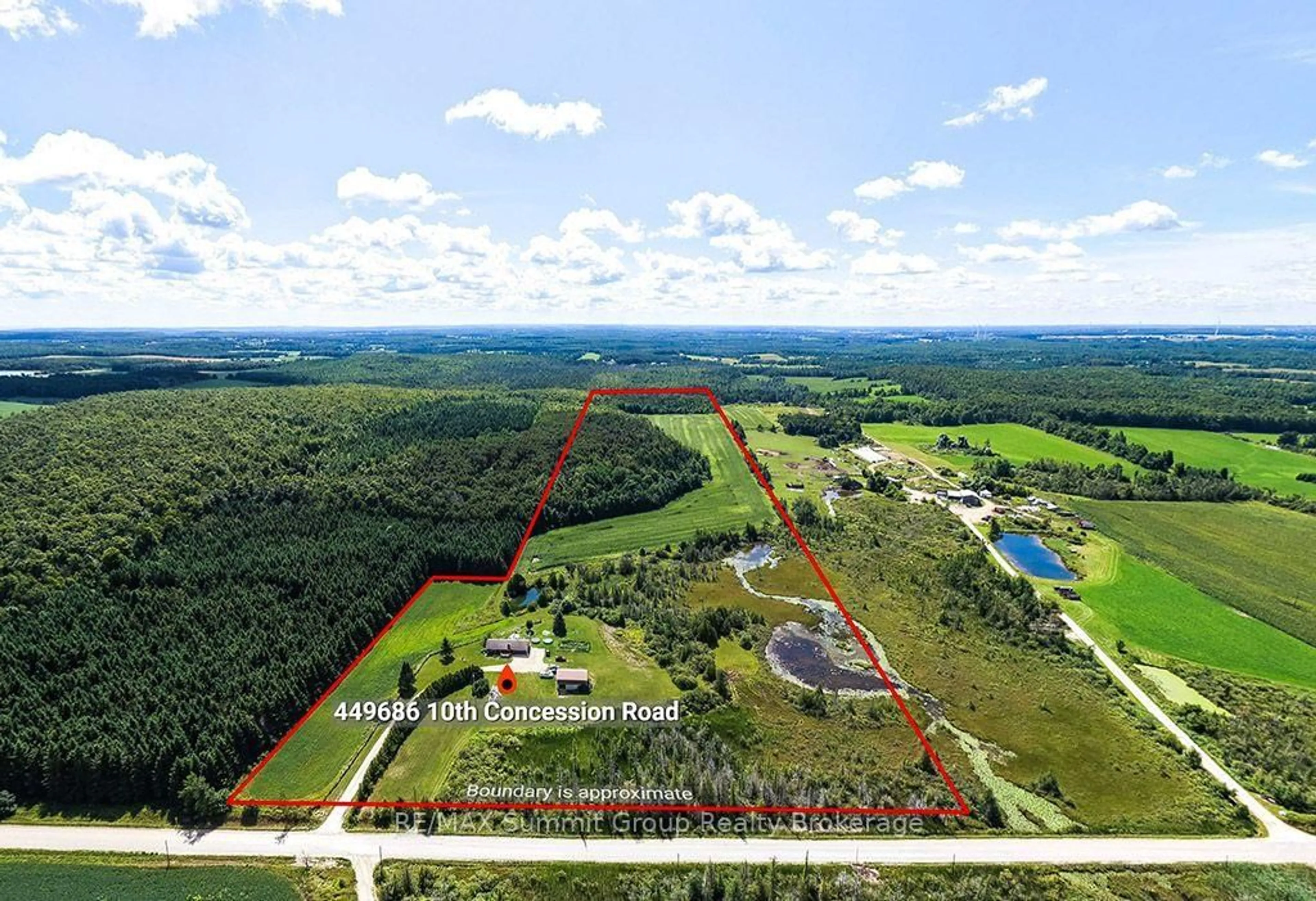 A pic from outside/outdoor area/front of a property/back of a property/a pic from drone, forest/trees view for 449686 10th Concession Rd, Grey Highlands Ontario N0C 1M0