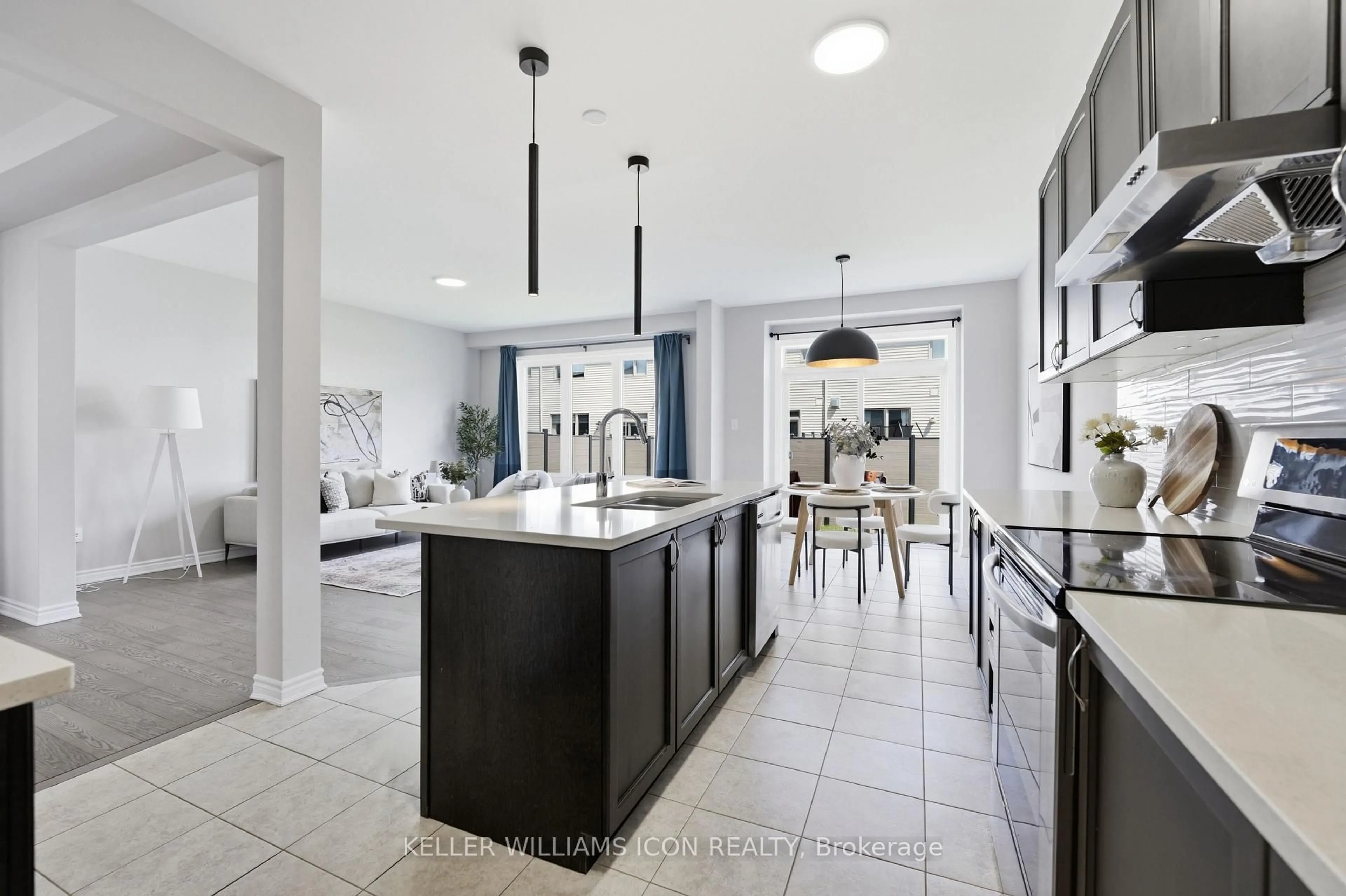 Open concept kitchen, ceramic/tile floor for 404 Aphelion Cres, Ottawa Ontario K2J 6N5