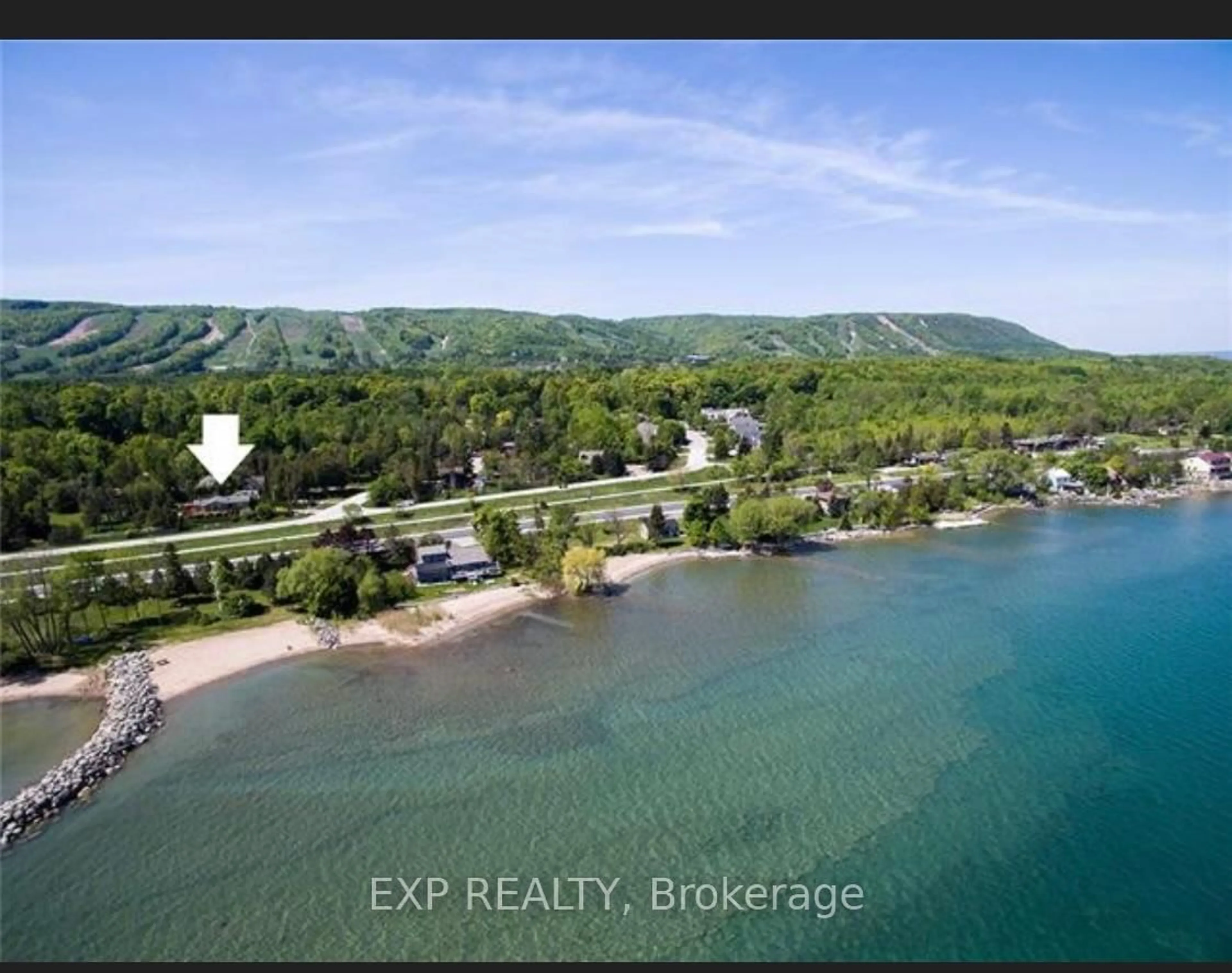 A pic from outside/outdoor area/front of a property/back of a property/a pic from drone, water/lake/river/ocean view for 171 Chamonix Cres, Blue Mountains Ontario L9Y 0S7