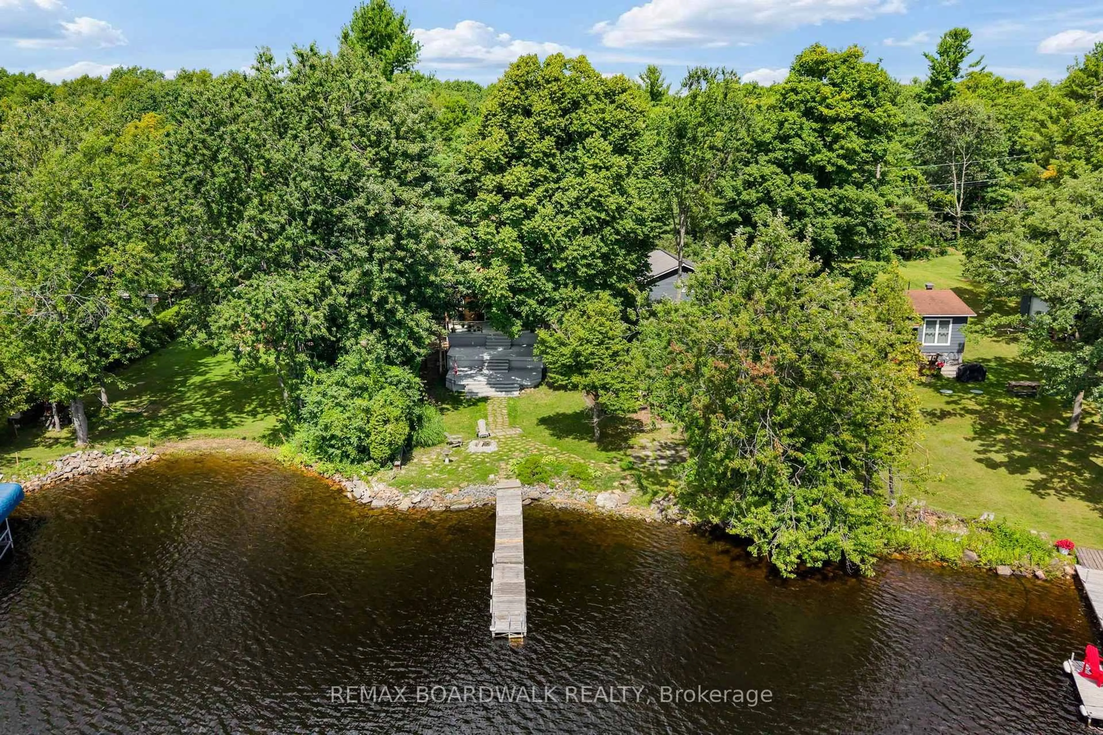 A pic from outside/outdoor area/front of a property/back of a property/a pic from drone, water/lake/river/ocean view for 193 Pretties Island Rd, Carleton Place Ontario K7C 4K8