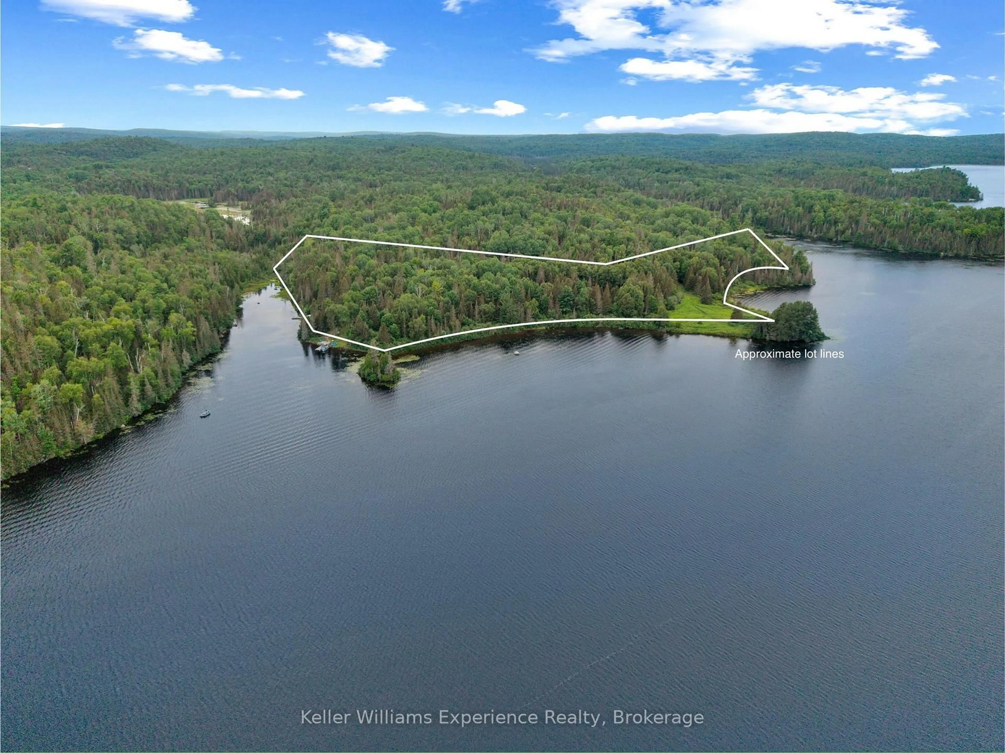 A pic from outside/outdoor area/front of a property/back of a property/a pic from drone, water/lake/river/ocean view for 9000 Galeairy Lake, South Algonquin Ontario K0J 2M0