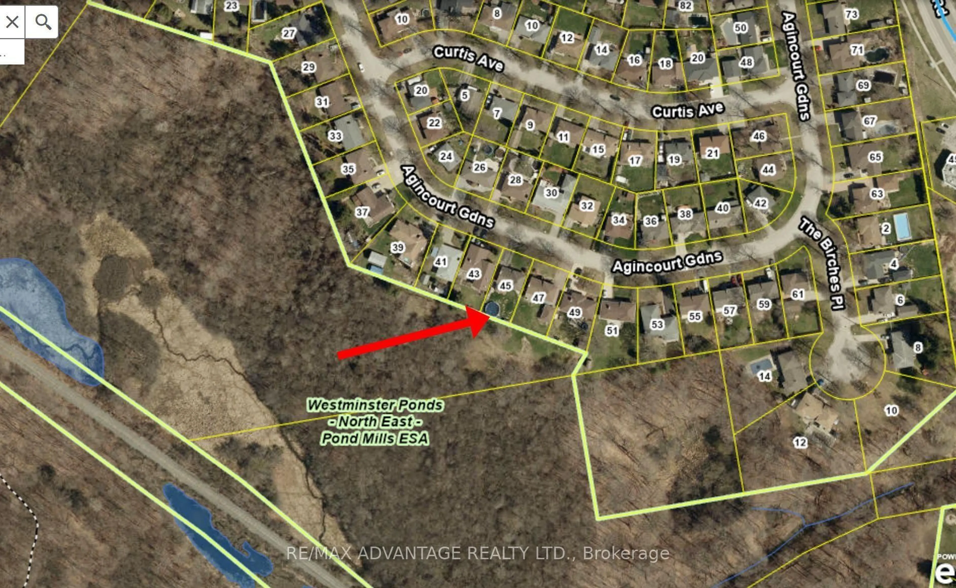 Picture of a map for 45 Agincourt Gdns, London South Ontario N5Z 4E5