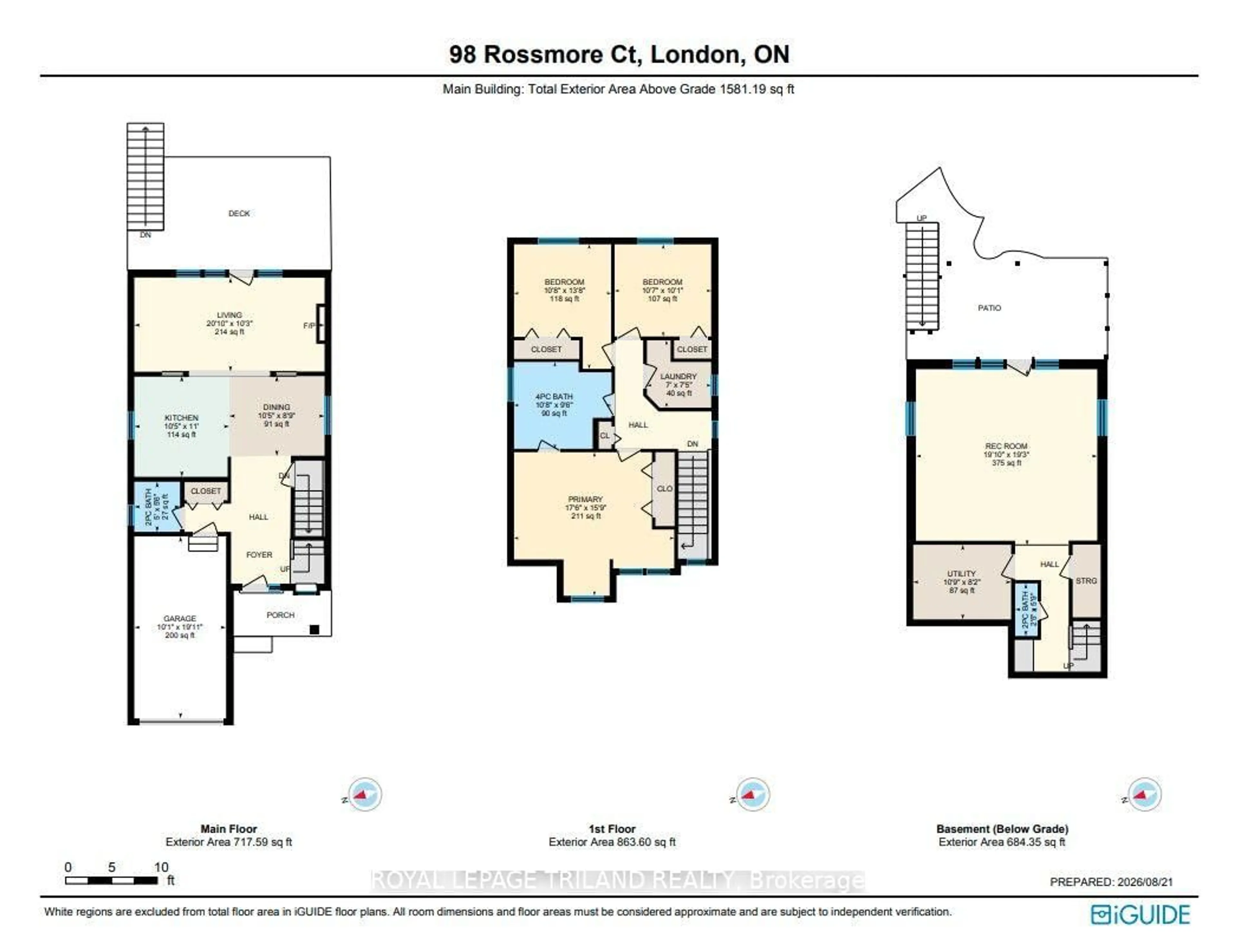 Floor plan for 98 Rossmore Crt, London South Ontario N6C 6B8