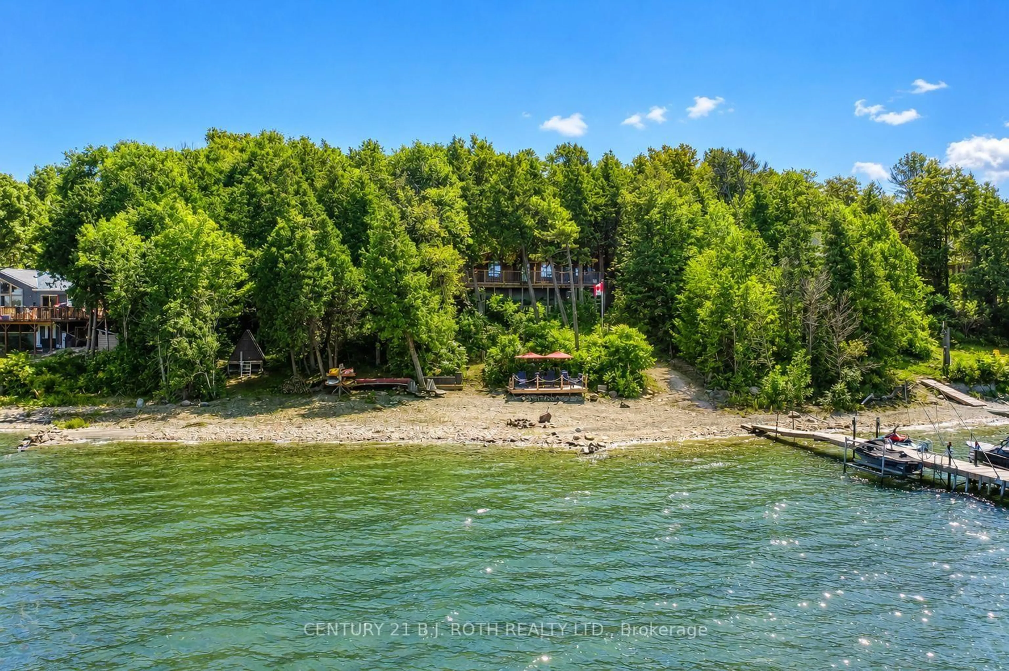 A pic from outside/outdoor area/front of a property/back of a property/a pic from drone, water/lake/river/ocean view for 2504 ISLAND 404/QUARRY, Georgian Bay Ontario P0E 1E0