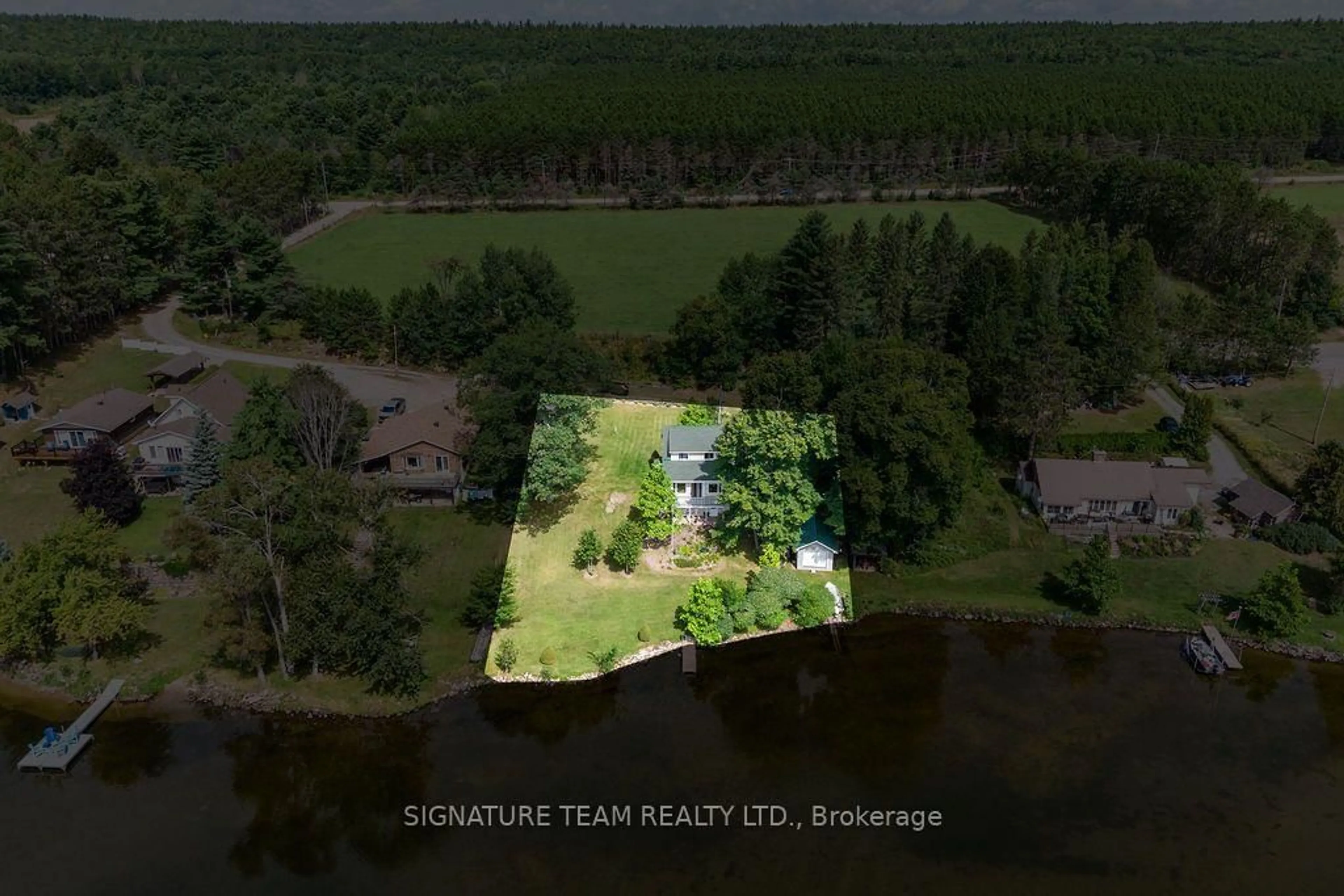 A pic from outside/outdoor area/front of a property/back of a property/a pic from drone, water/lake/river/ocean view for 42 Rutz Lane, Golden Lake Ontario K0J 1X0