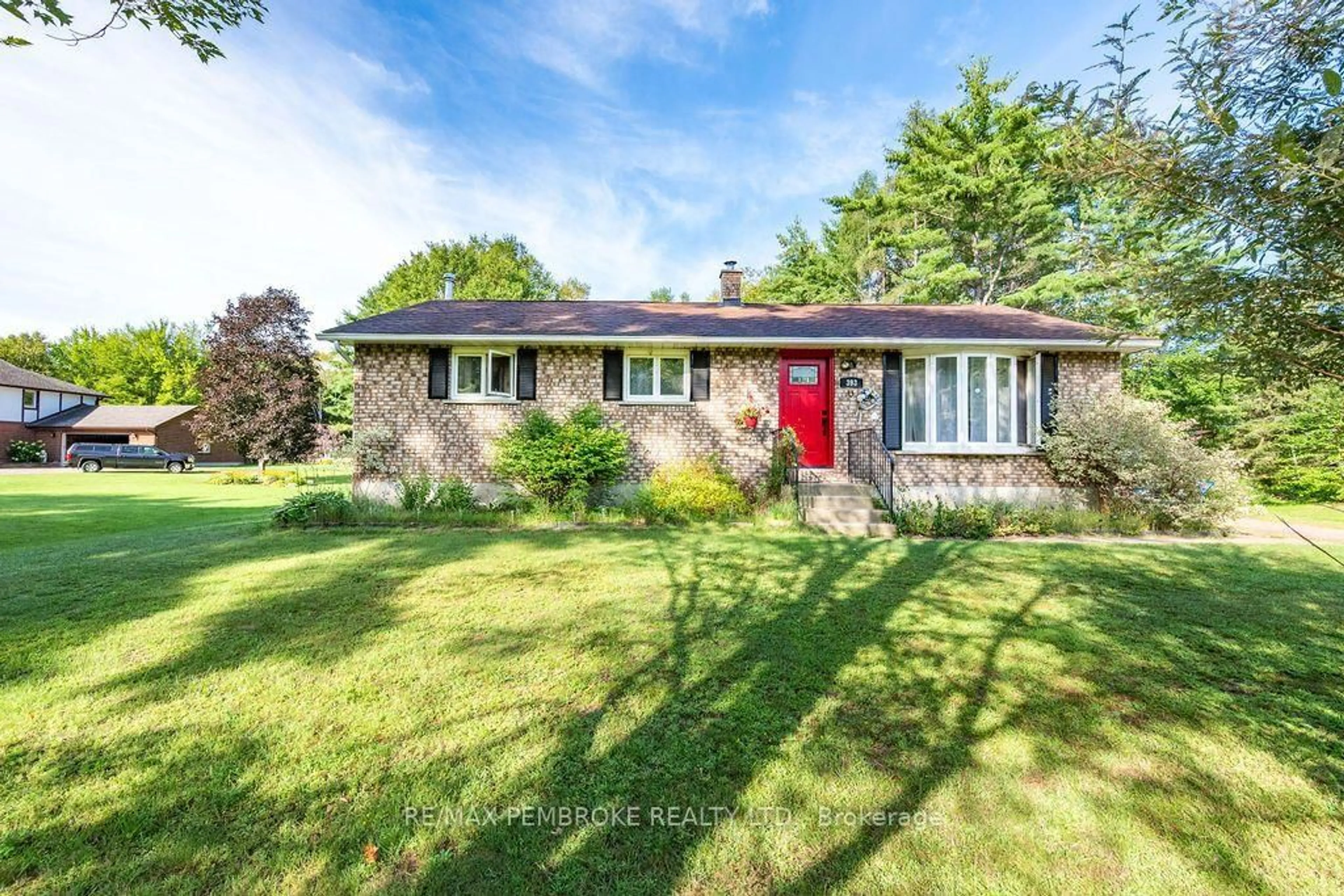 A pic from outside/outdoor area/front of a property/back of a property/a pic from drone, street for 393 Biggs Rd, Petawawa Ontario K8A 6W7