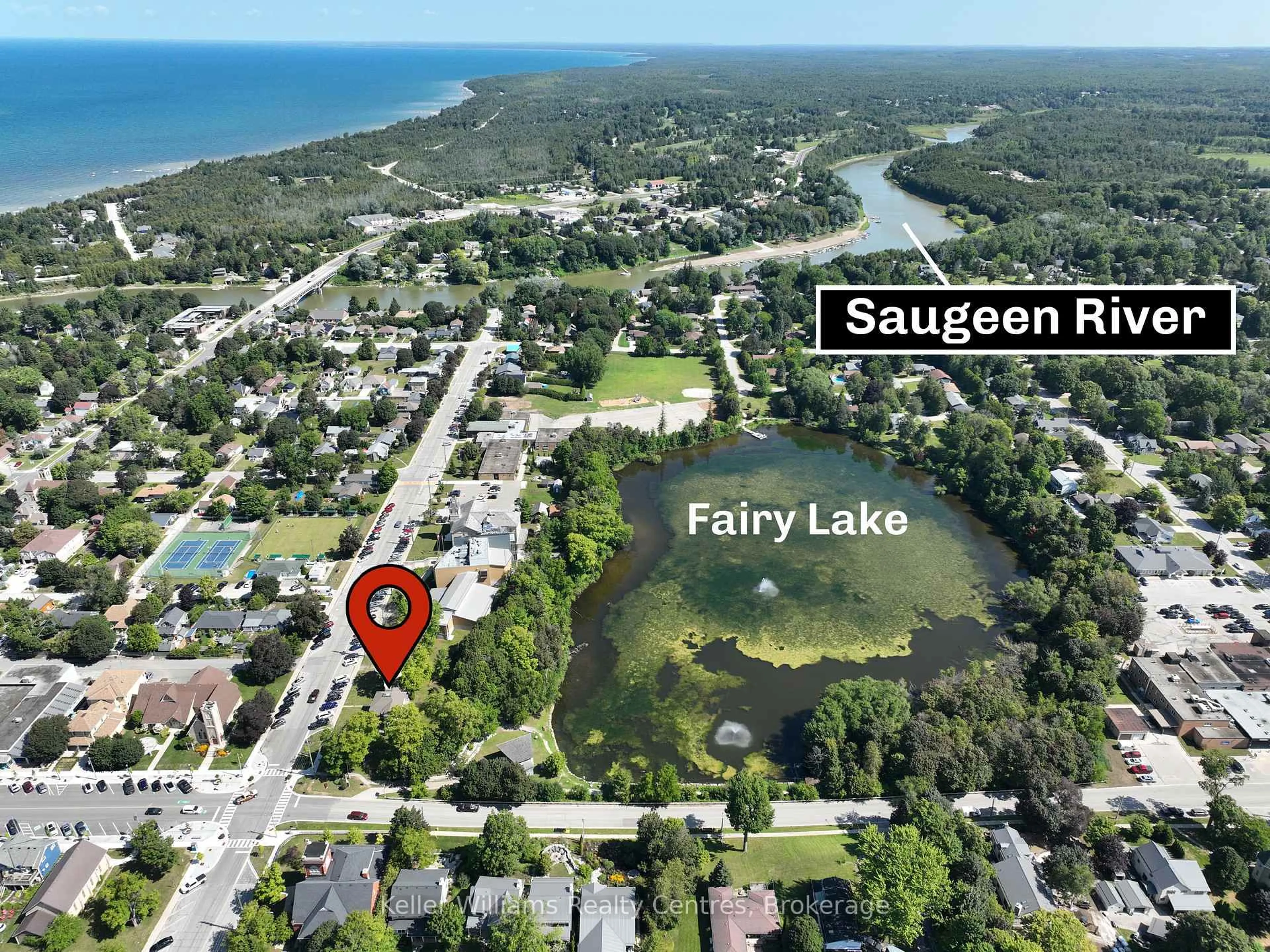 A pic from outside/outdoor area/front of a property/back of a property/a pic from drone, water/lake/river/ocean view for 254 High St, Saugeen Shores Ontario N0H 2L0