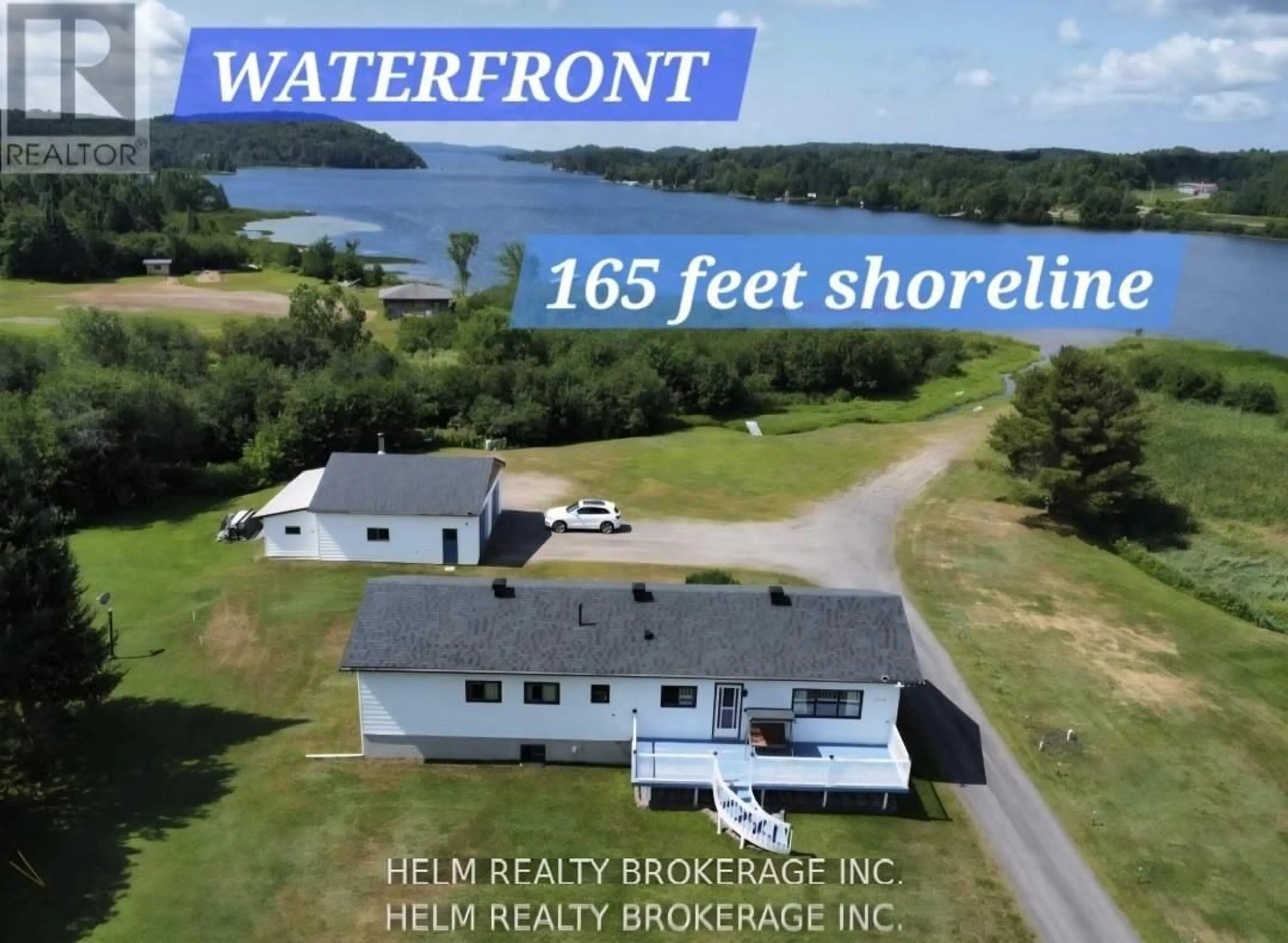 A pic from outside/outdoor area/front of a property/back of a property/a pic from drone, water/lake/river/ocean view for 104 Church St, Bonfield Ontario P0H 1E0